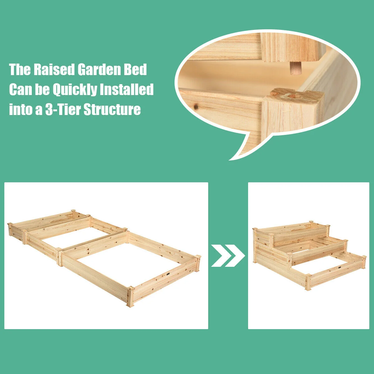 3 Tier Elevated Wooden Vegetable Garden Bed - Image 10