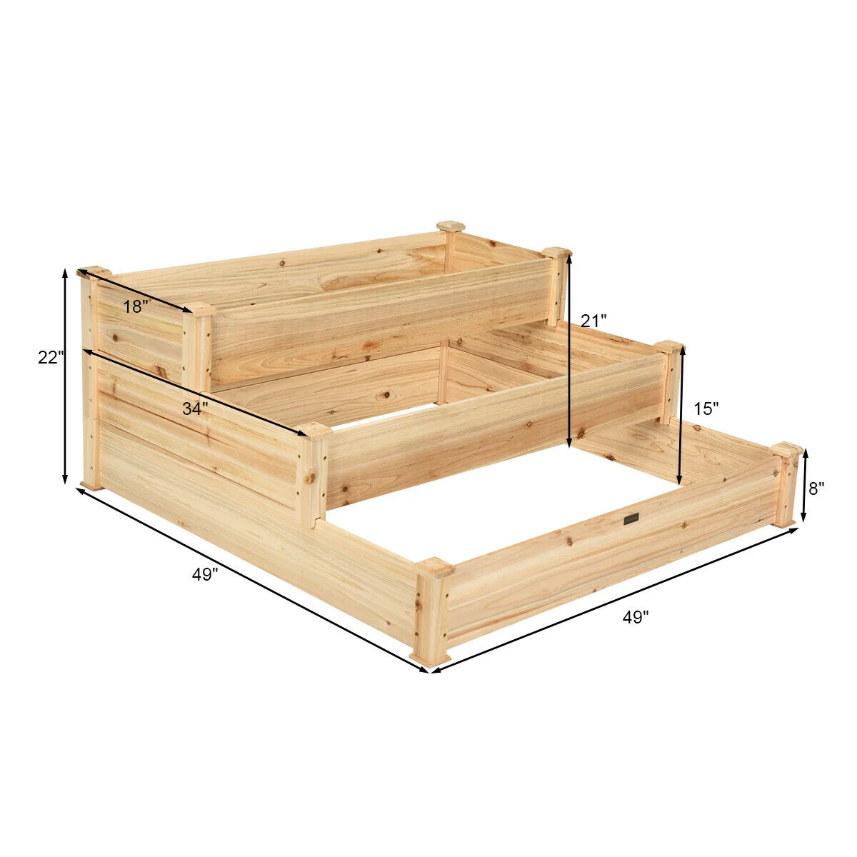 3 Tier Elevated Wooden Vegetable Garden Bed - Image 6