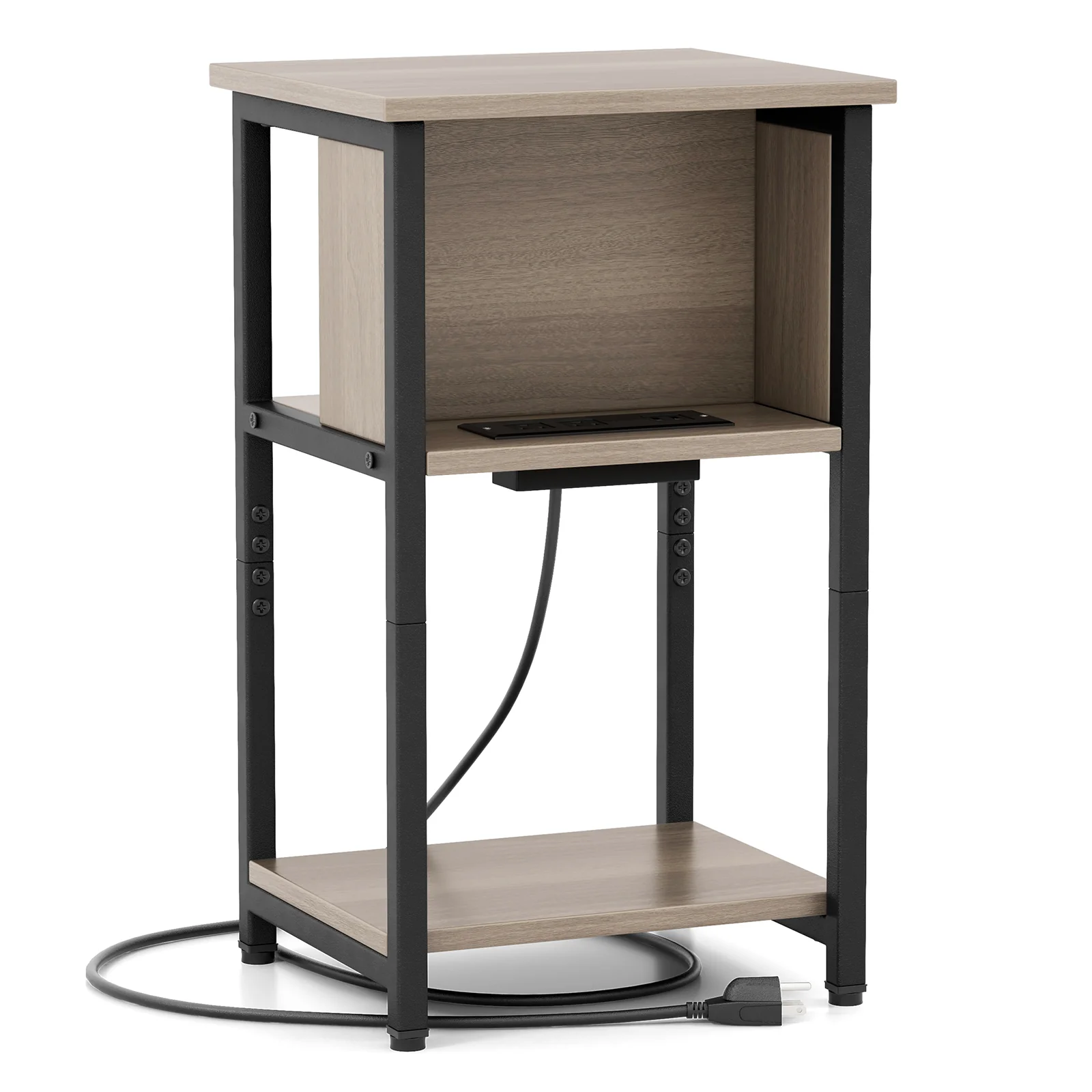 3-Tier End Table With USB Ports, Power Outlets, 1 Piece - Image 4