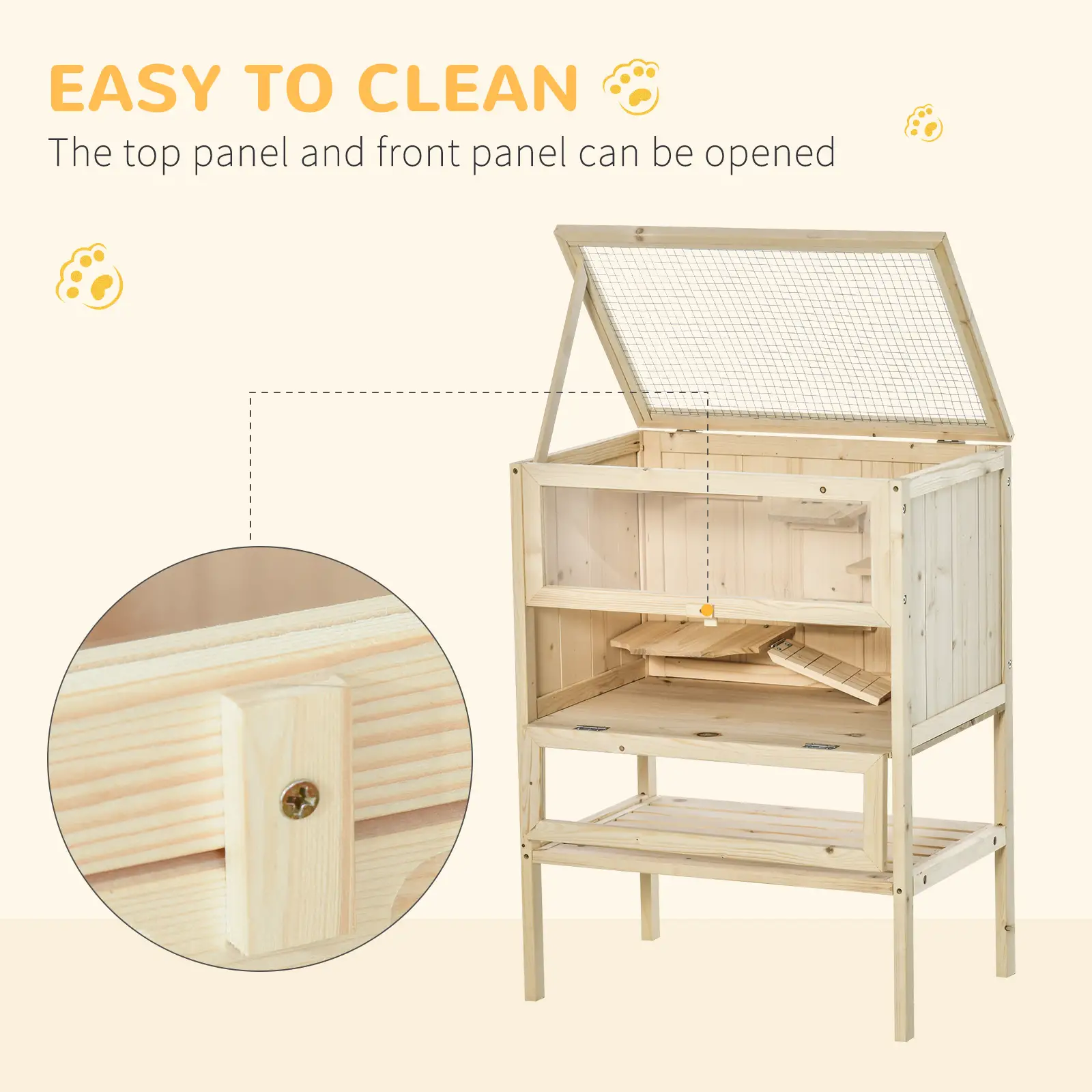 3 Tier Fir Wood Hamster Cage, Small Animals Play House, Exercise Center - Image 5