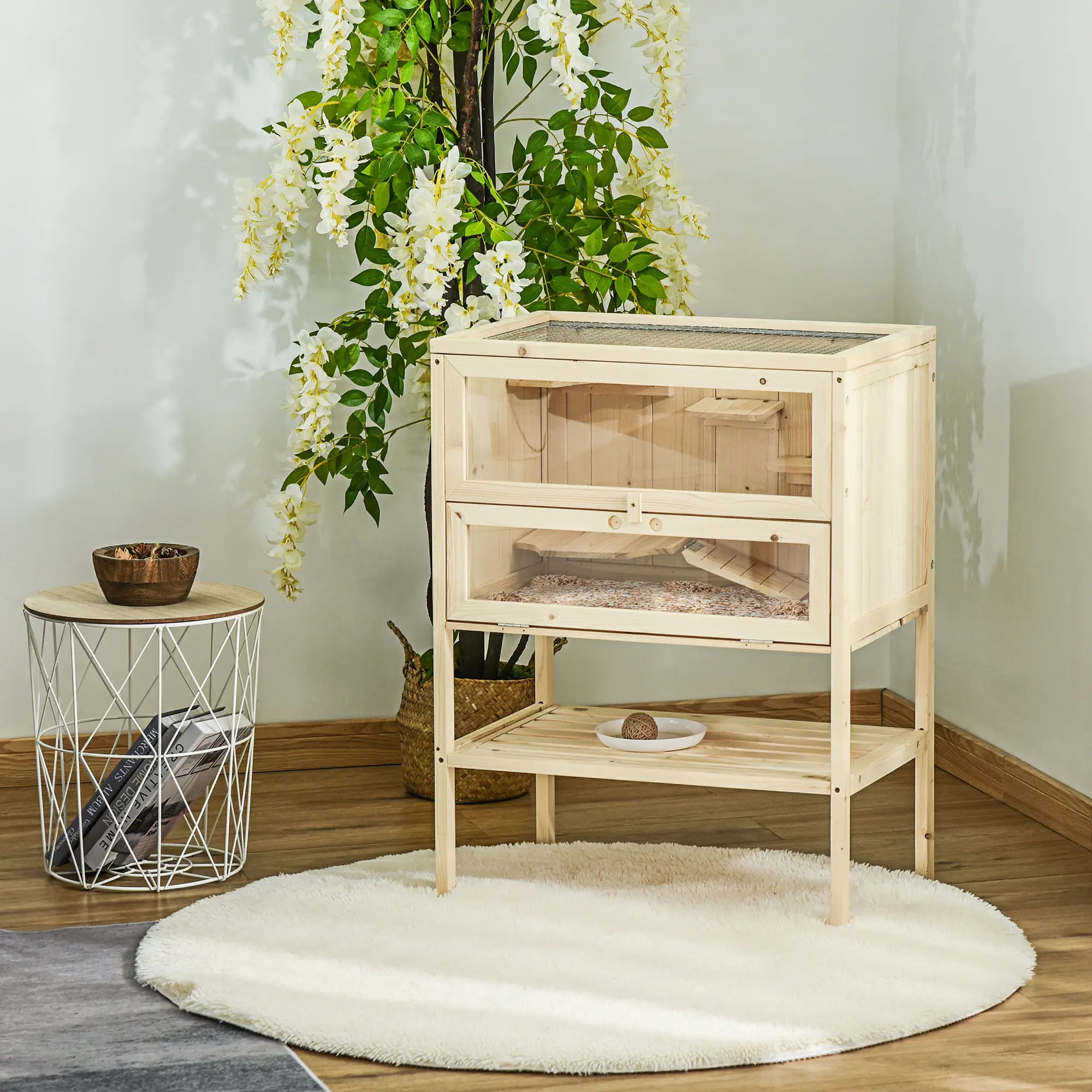 3 Tier Fir Wood Hamster Cage, Small Animals Play House, Exercise Center - Image 8