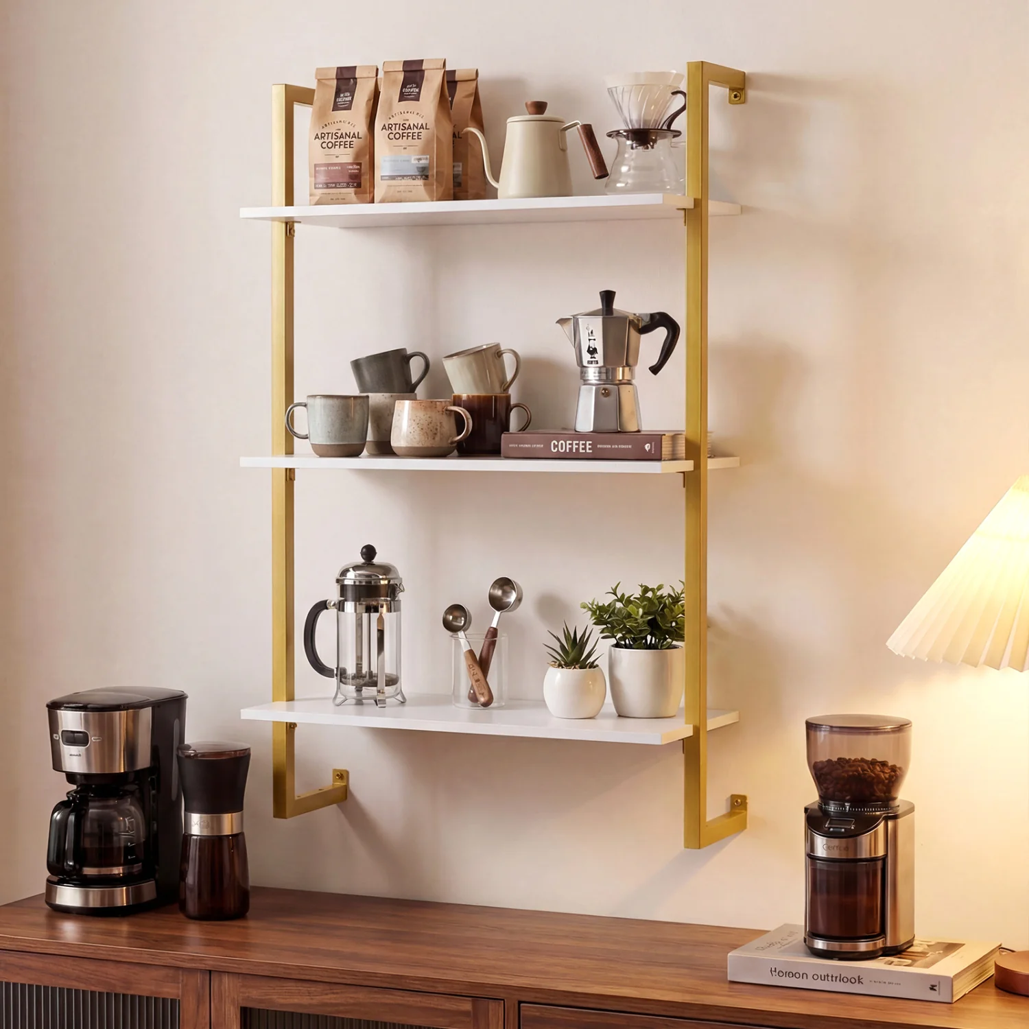 3-Tier Floating Shelf for Kitchen Living Room, White - Image 3