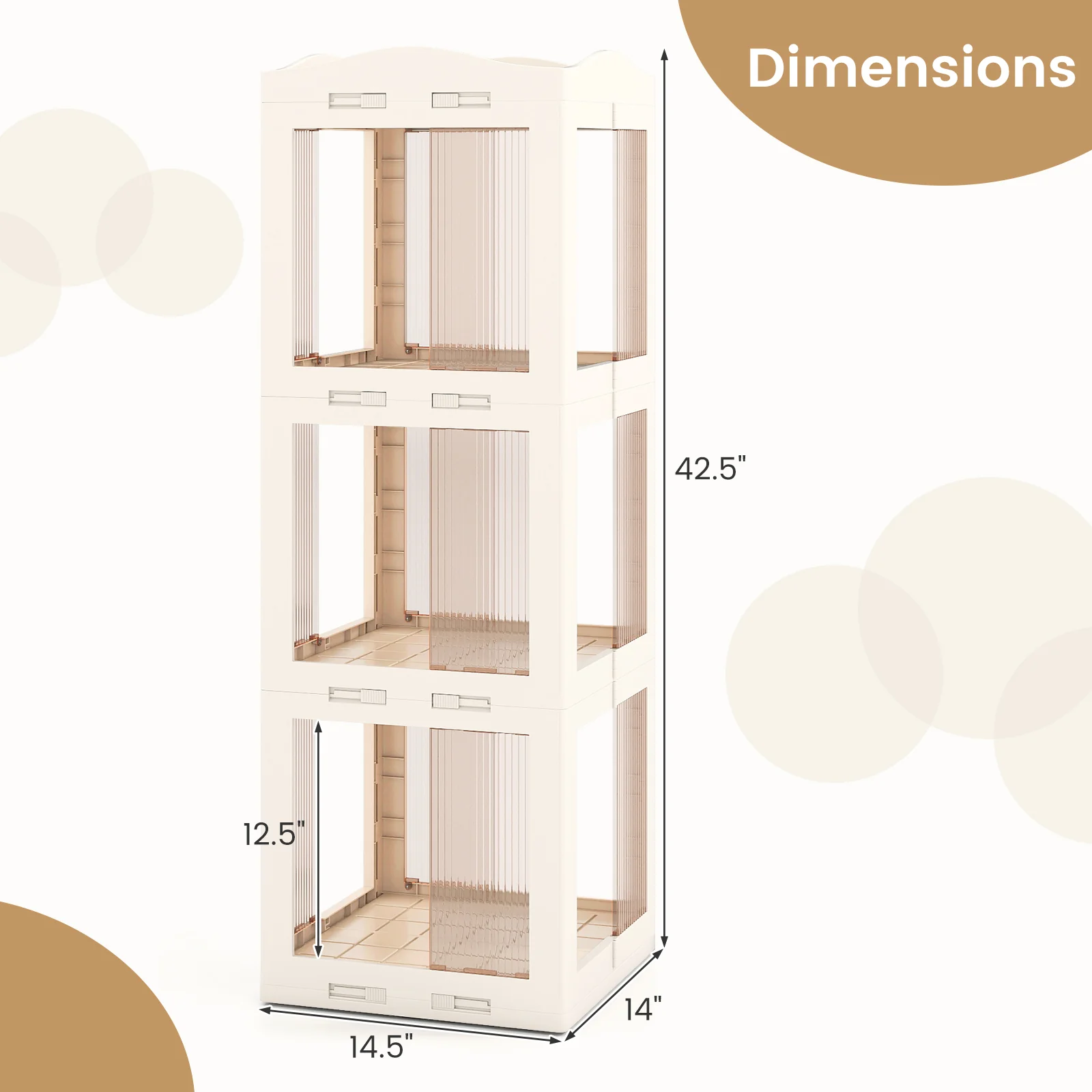 3-Tier Foldable Rotating Bookshelf with Swivel Base and Translucent Panels, White - Image 6
