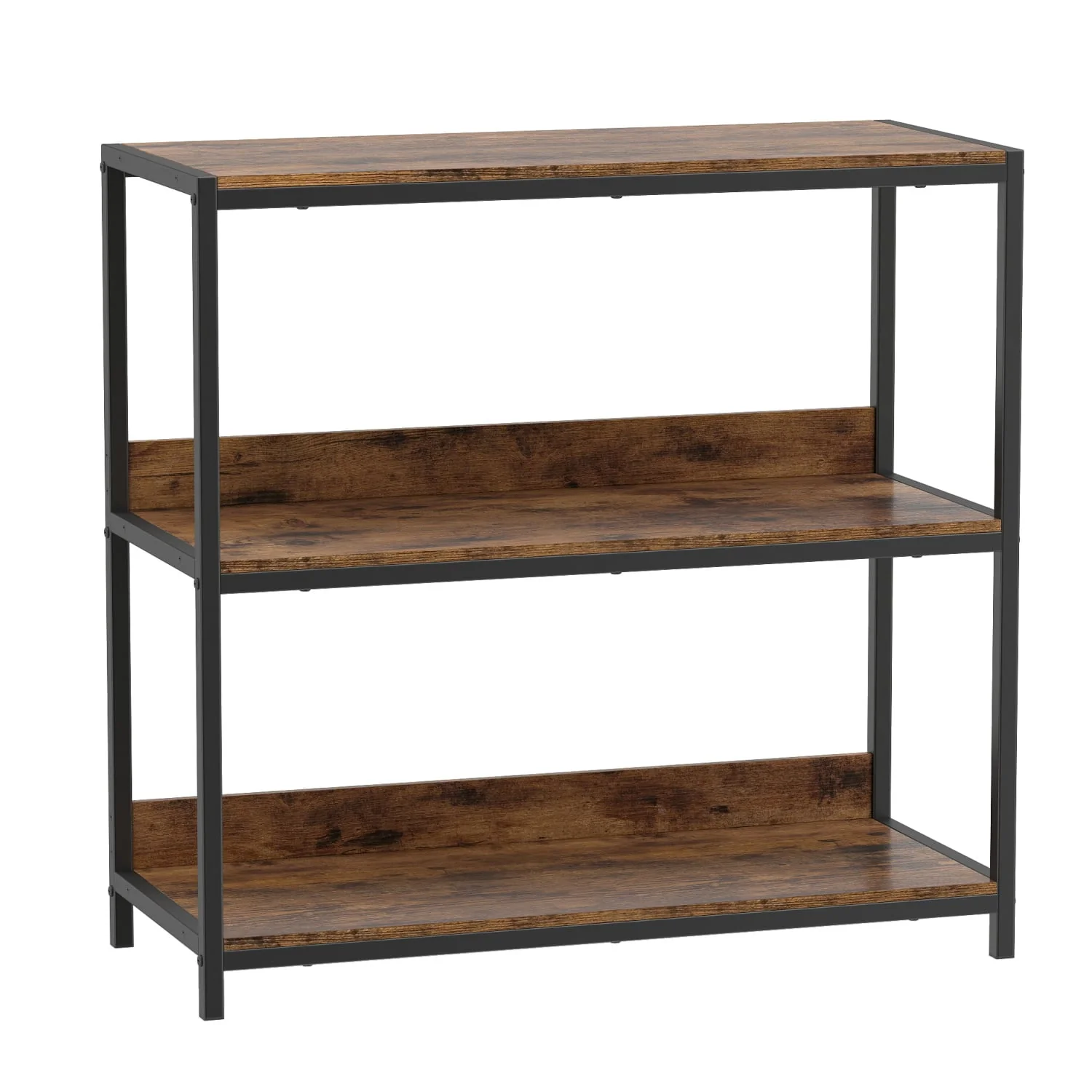 3-Tier Industrial Bookshelf, Rustic Brown - Image 4
