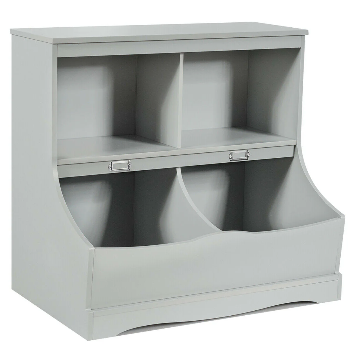 3-Tier Kids Bookcase Storage Organizer, Gray - Image 4