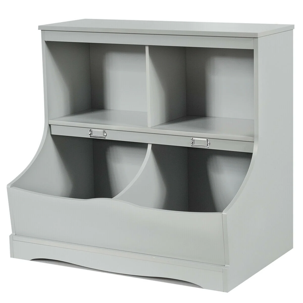 3-Tier Kids Bookcase Storage Organizer, Gray - Image 5
