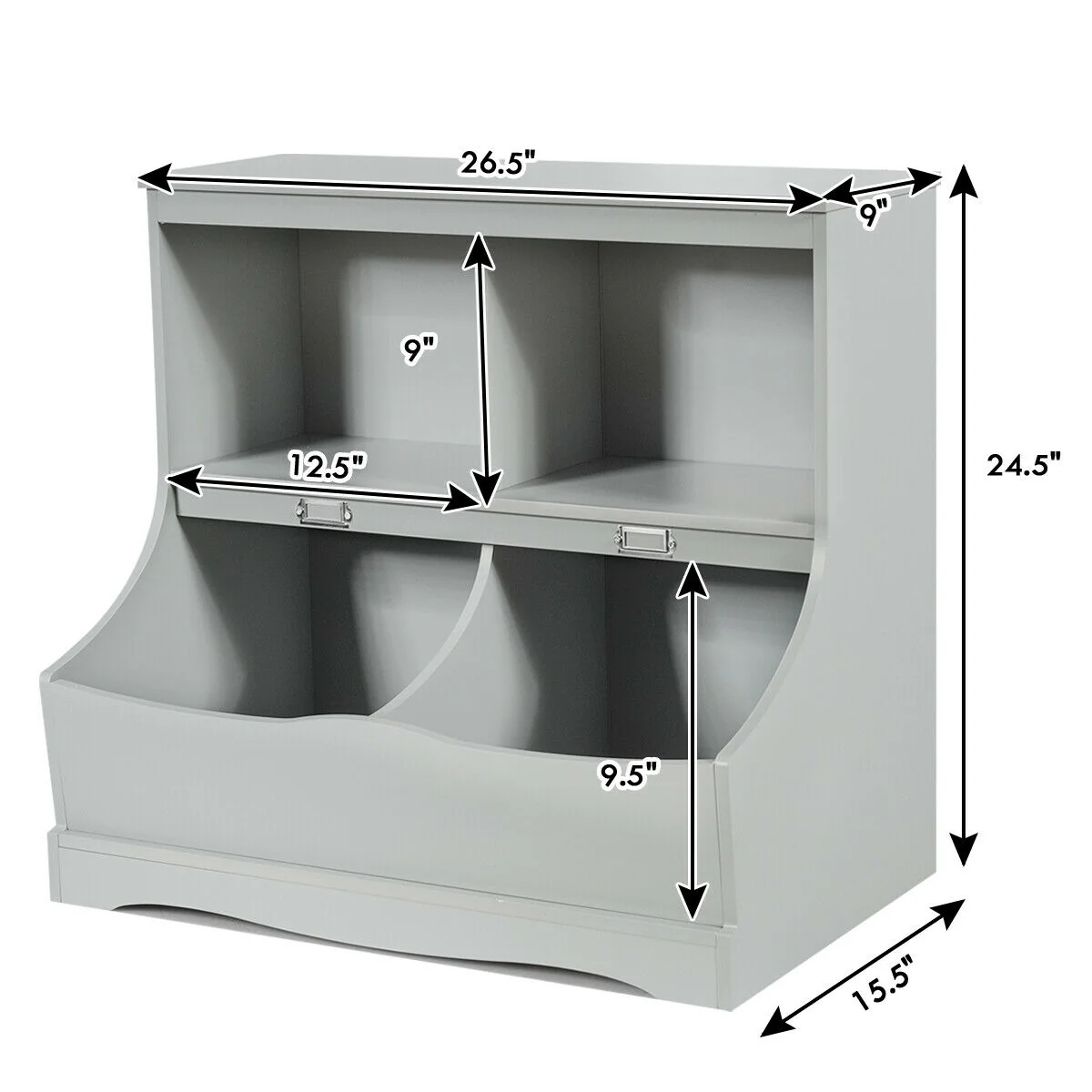3-Tier Kids Bookcase Storage Organizer, Gray - Image 6