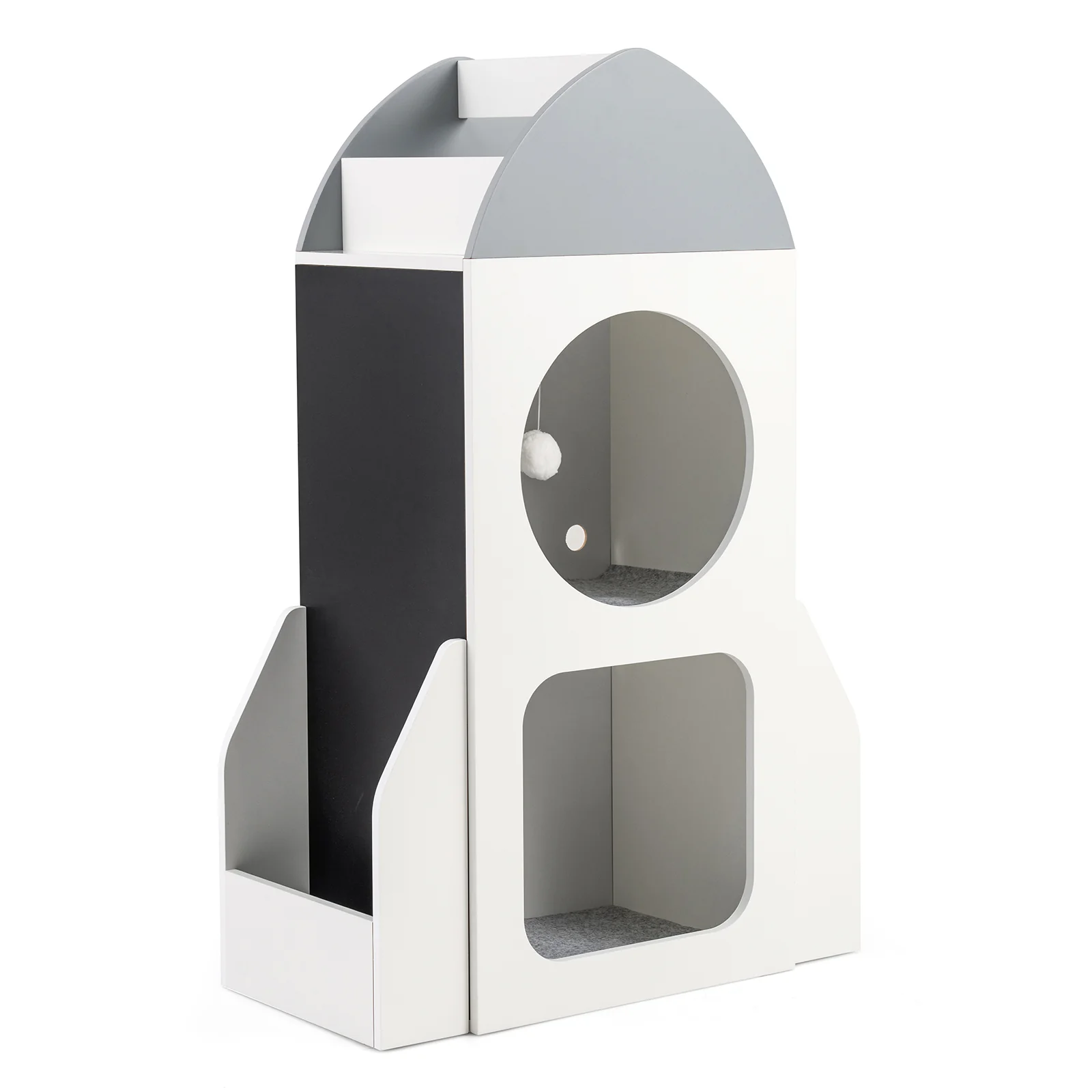 3-Tier Kids Bookshelf Rocket Space Theme Toddler Toy Storage Organizer, White - Image 4