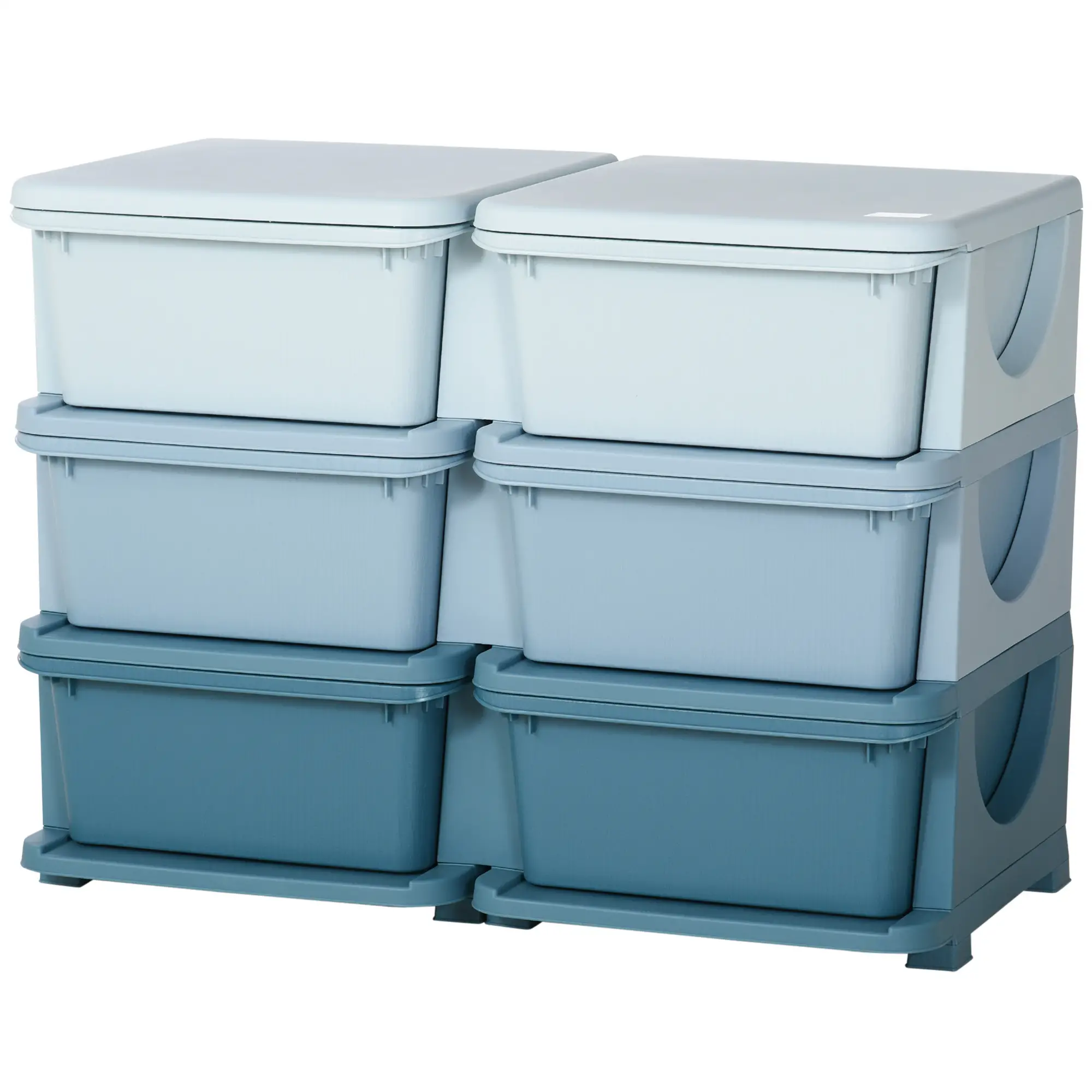 3 Tier Kids Toy Organizer, 6 Plastic Drawers, Blue