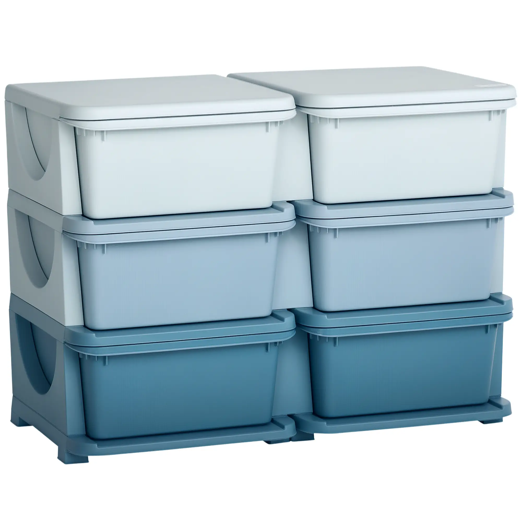 3 Tier Kids Toy Organizer, 6 Plastic Drawers, Blue - Image 11