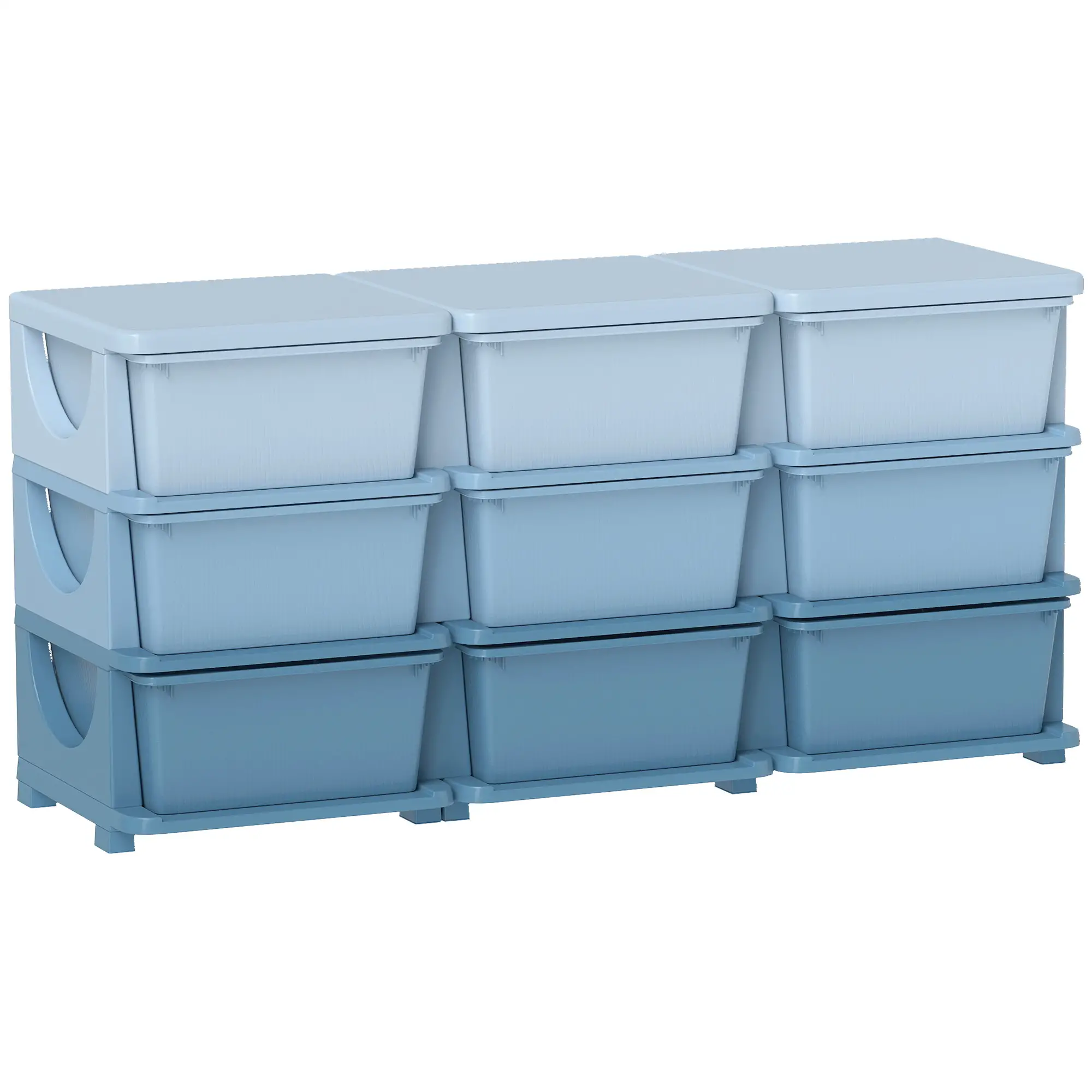 3 Tier Kids Toy Organizer, 9 Plastic Drawers, Blue - Image 11