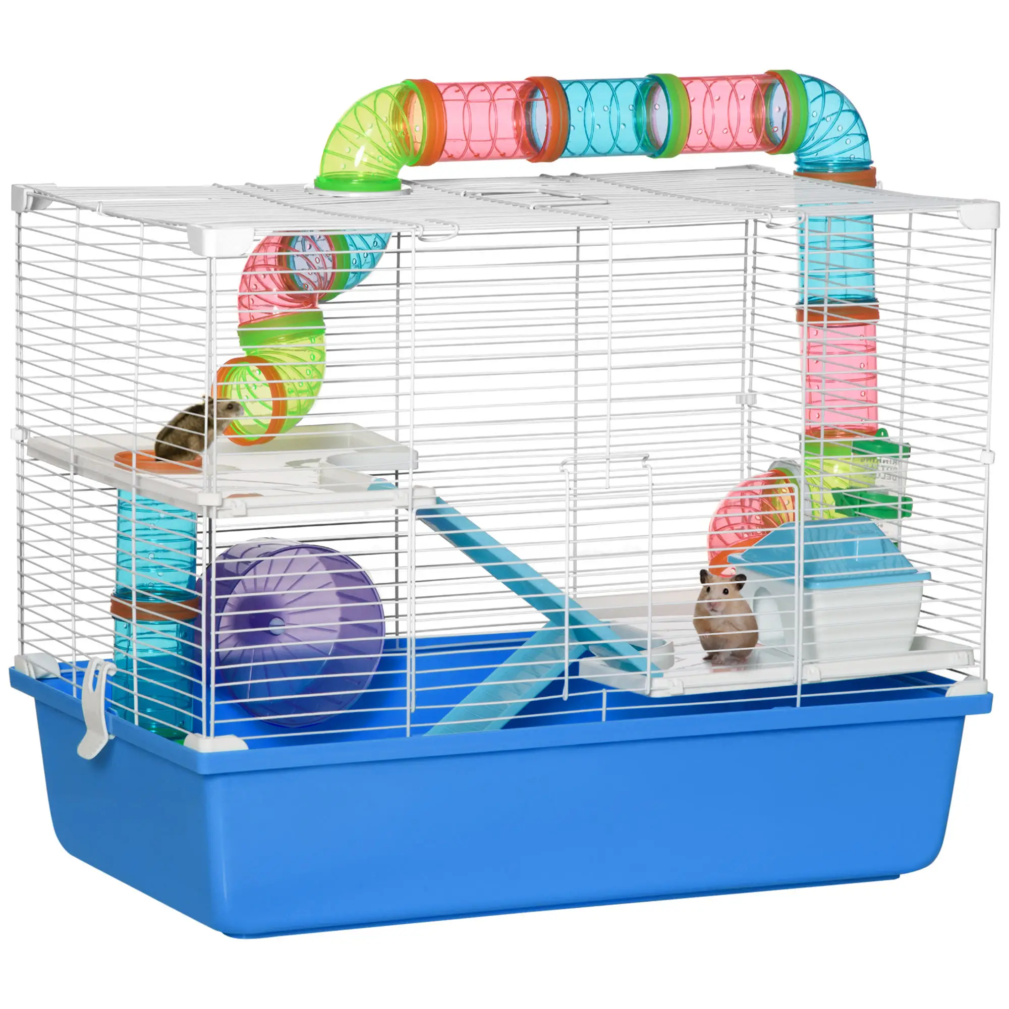 3-Tier Large Steel Small Animal Cage, Exercise Wheel, Water Bottle, Food Dish, Blue - Image 11