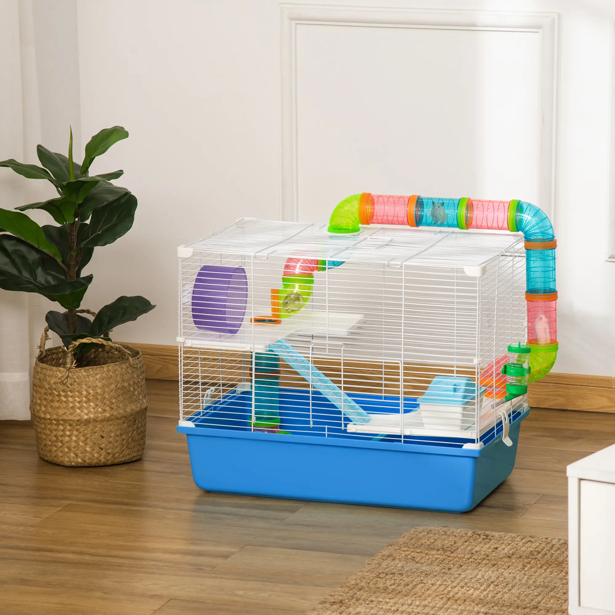 3-Tier Large Steel Small Animal Cage, Exercise Wheel, Water Bottle, Food Dish, Blue - Image 8