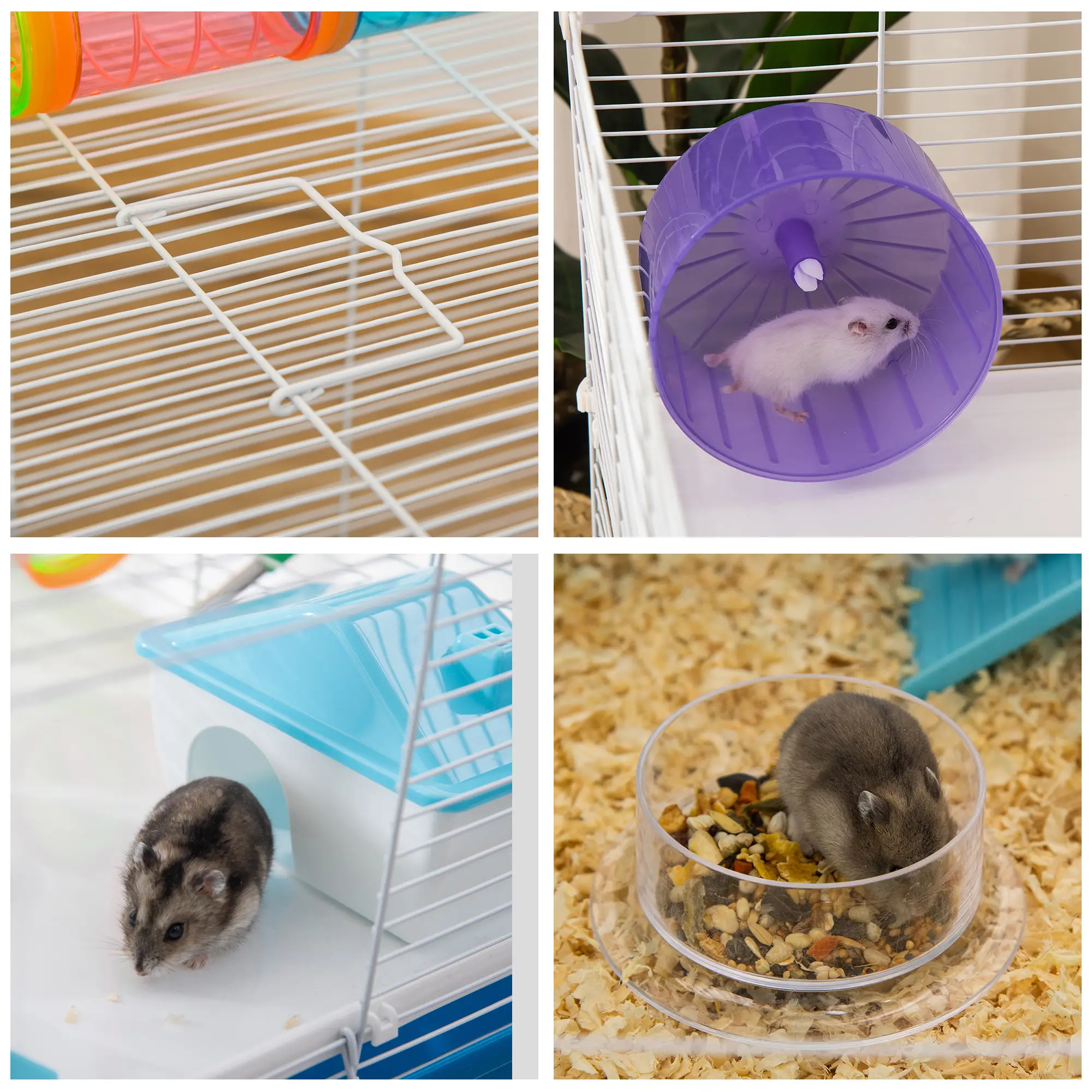 3-Tier Large Steel Small Animal Cage, Exercise Wheel, Water Bottle, Food Dish, Blue - Image 9