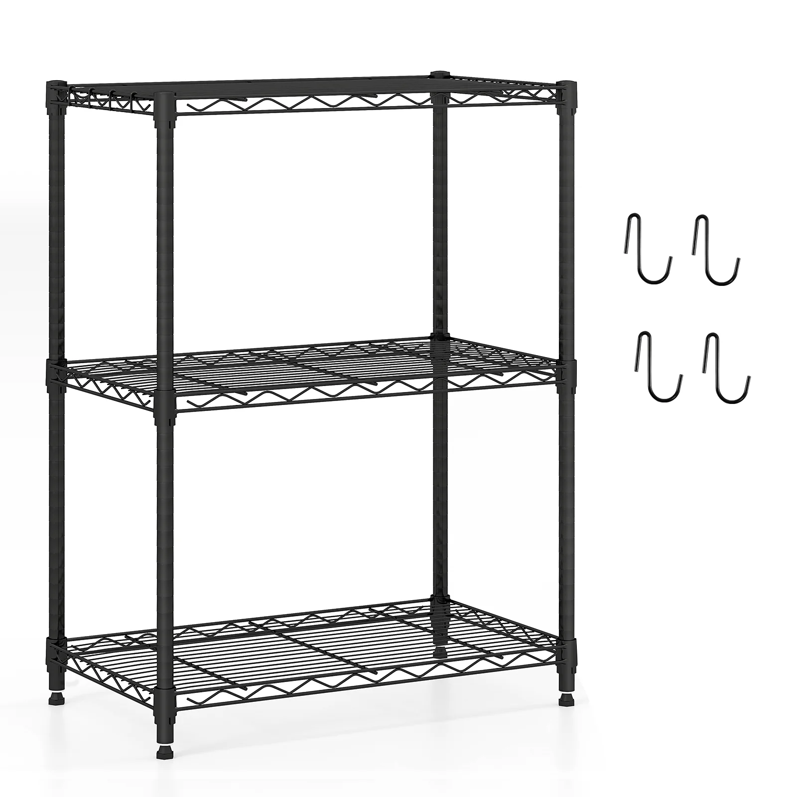 3-Tier Metal Storage Shelving Unit with V-Shaped Wire Rack and 450 LBS Capacity-DK, Black - Image 4