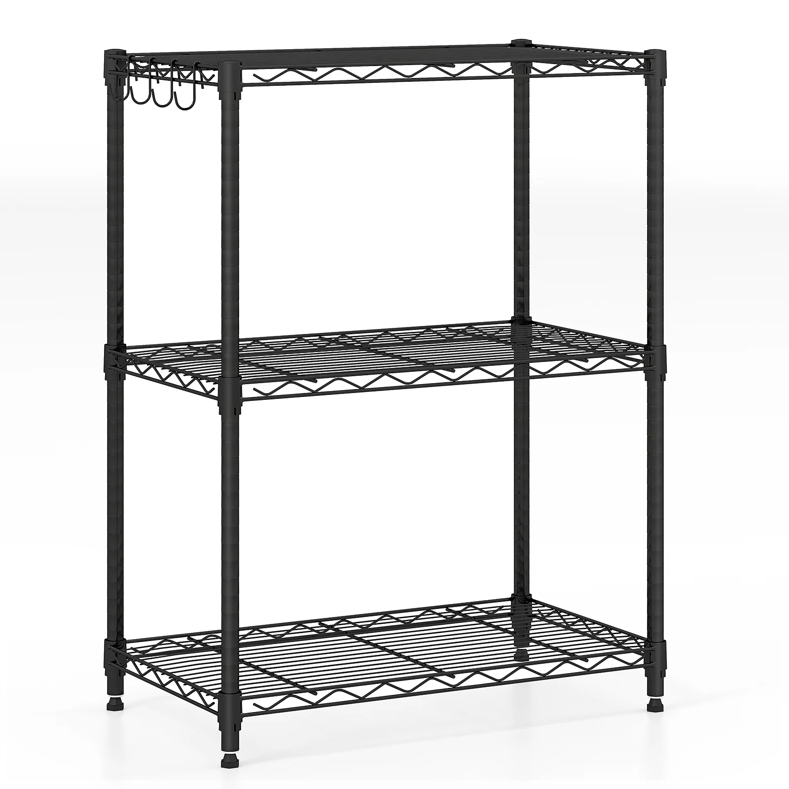 3-Tier Metal Storage Shelving Unit with V-Shaped Wire Rack and 450 LBS Capacity-DK, Black - Image 5