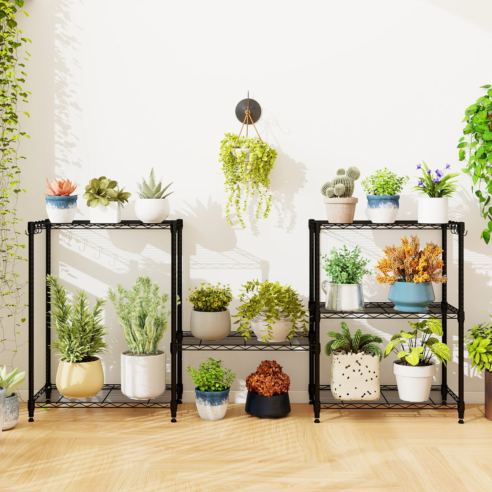 3-Tier Metal Storage Shelving Unit with V-Shaped Wire Rack and 450 LBS Capacity-DK, Black - Image 8