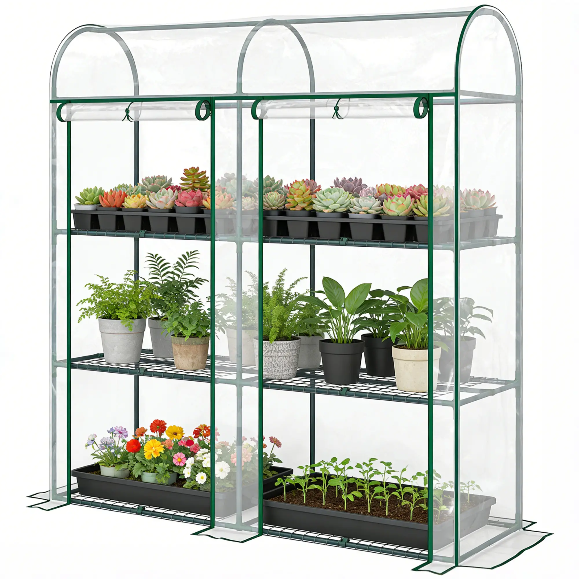 3 Tier Mini Greenhouse, 56.3" x 18.1" x 64.6", Clear