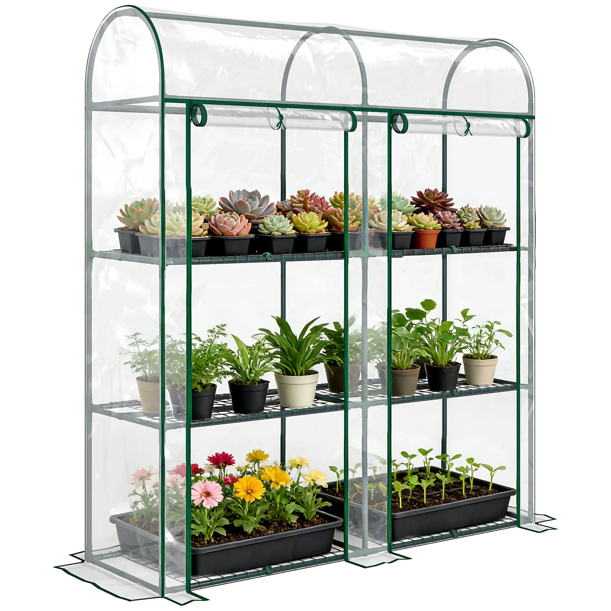 3 Tier Mini Greenhouse, 56.3" x 18.1" x 64.6", Clear - Image 11
