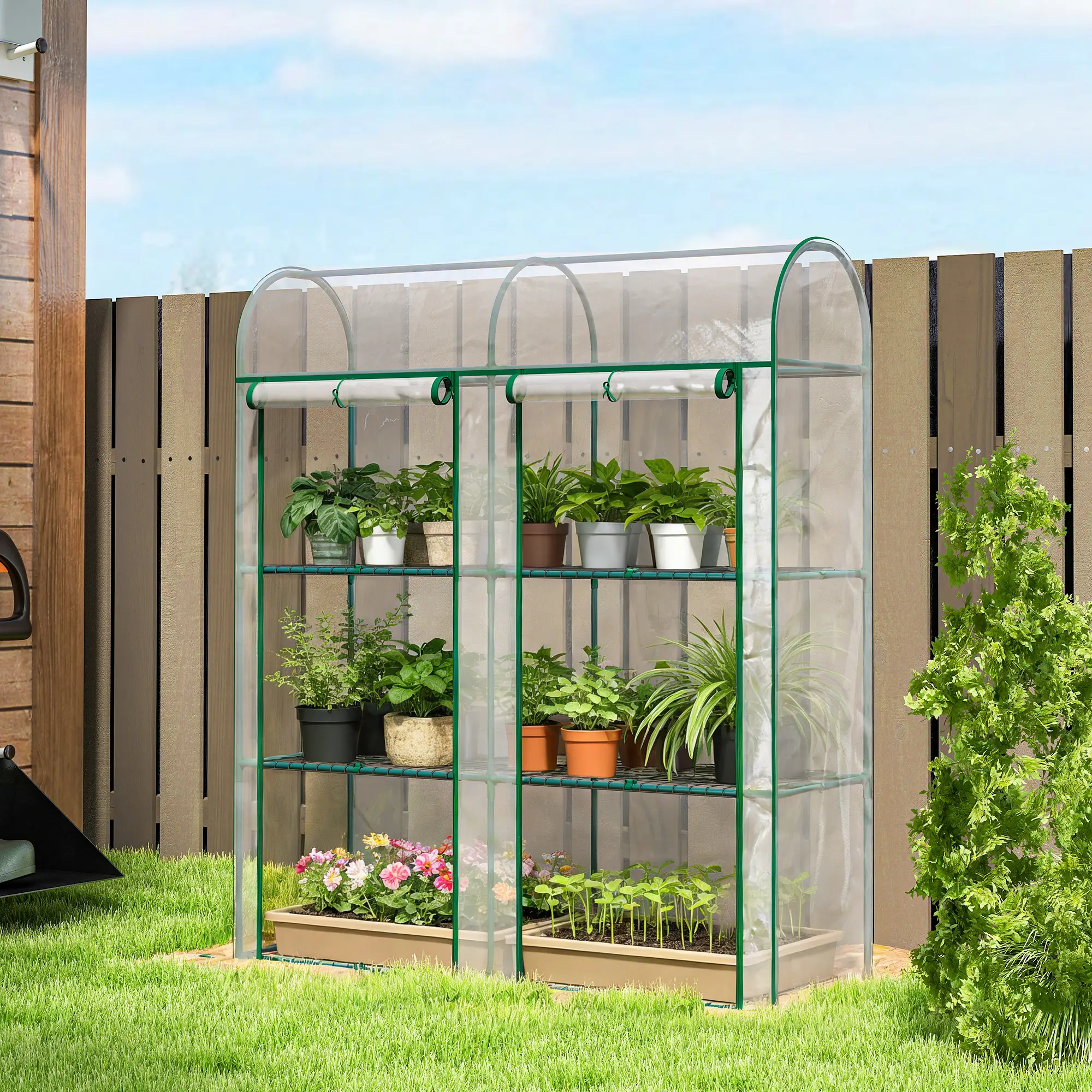 3 Tier Mini Greenhouse, 56.3" x 18.1" x 64.6", Clear - Image 2
