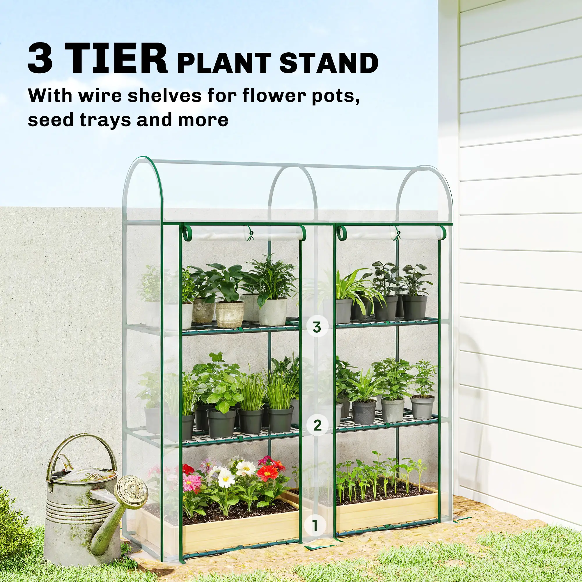 3 Tier Mini Greenhouse, 56.3" x 18.1" x 64.6", Clear - Image 4