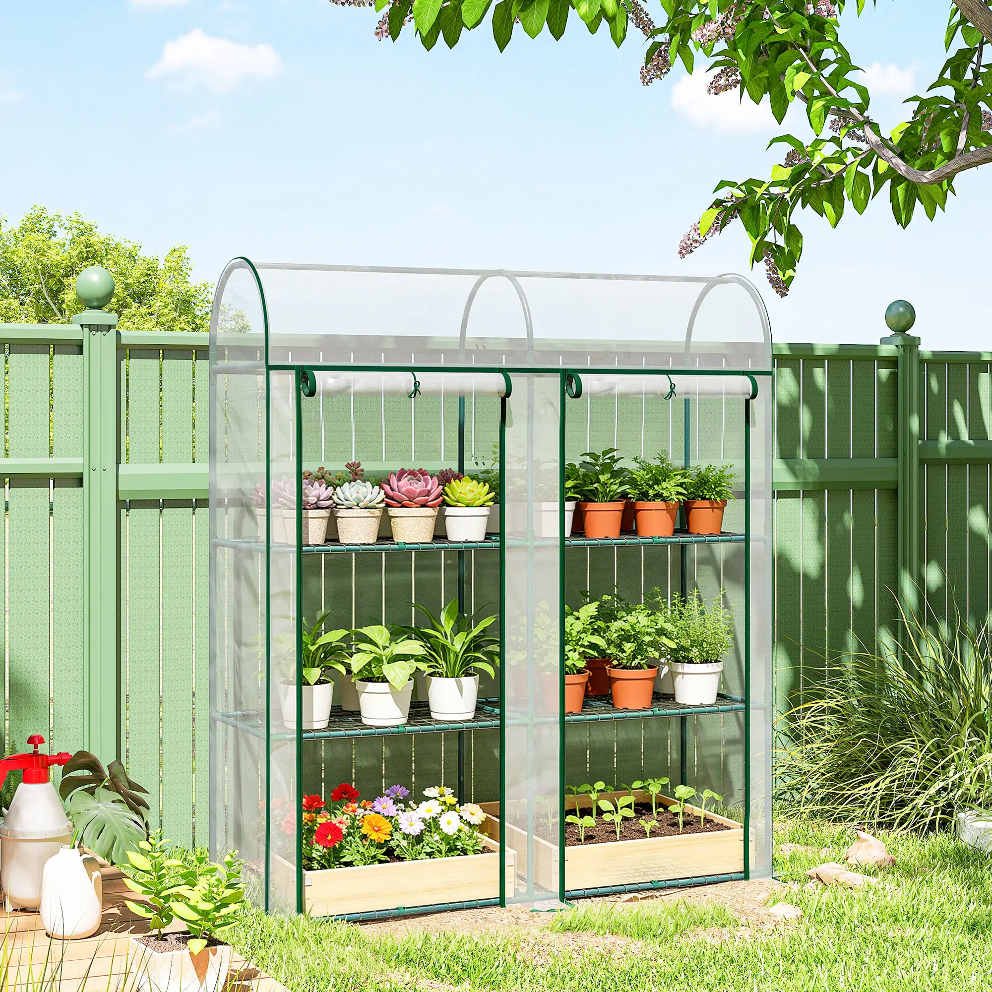 3 Tier Mini Greenhouse, 56.3" x 18.1" x 64.6", Clear - Image 8