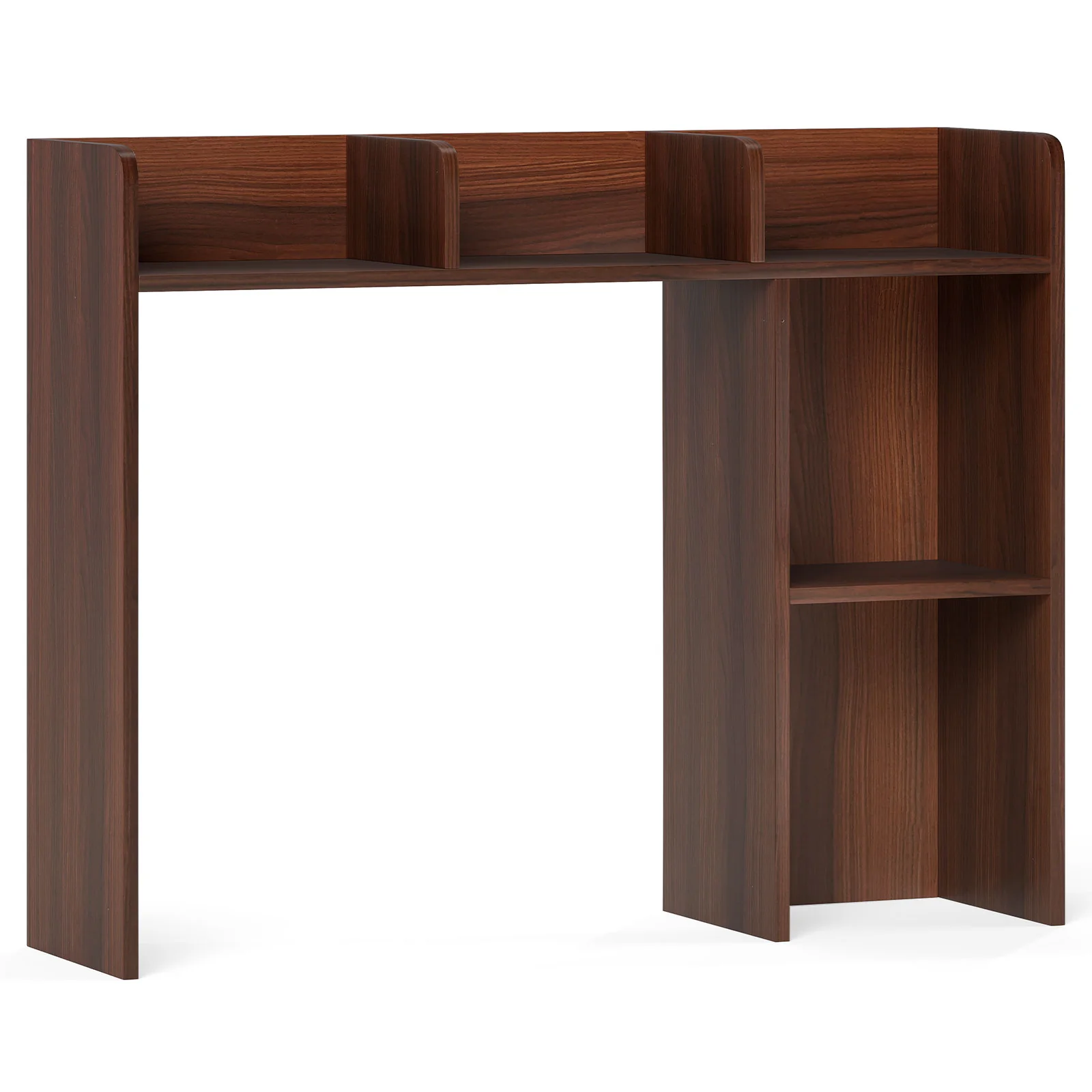 3-Tier Multipurpose Desk Bookshelf with 4 Shelves-HT, Walnut - Image 4