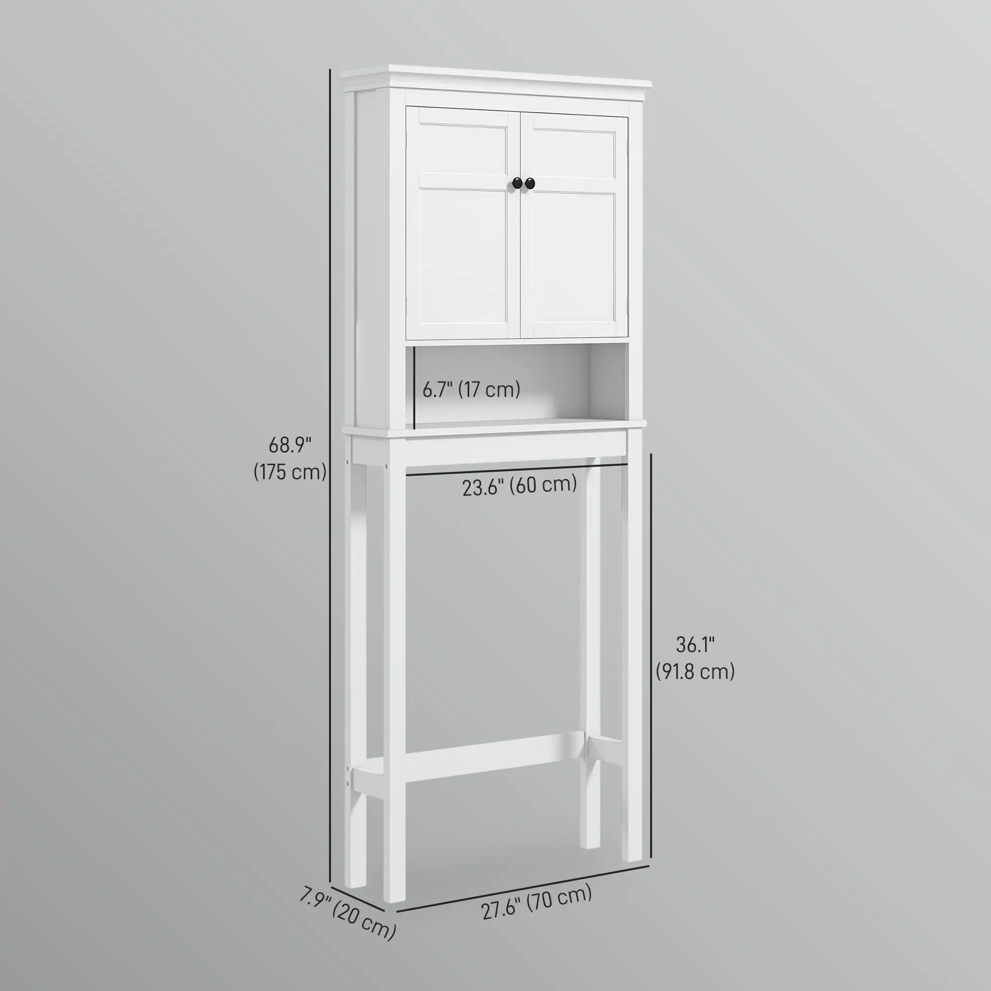 3-Tier Over Toilet Storage, Adjustable Shelf, Bathroom Laundry Cabinet - Image 3