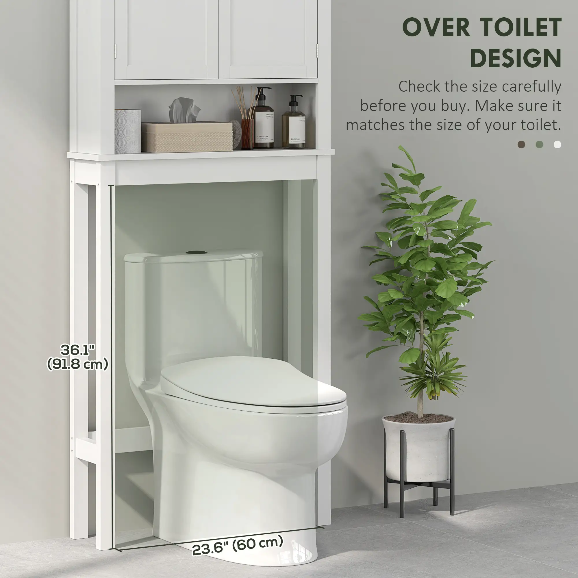 3-Tier Over Toilet Storage, Adjustable Shelf, Bathroom Laundry Cabinet - Image 6