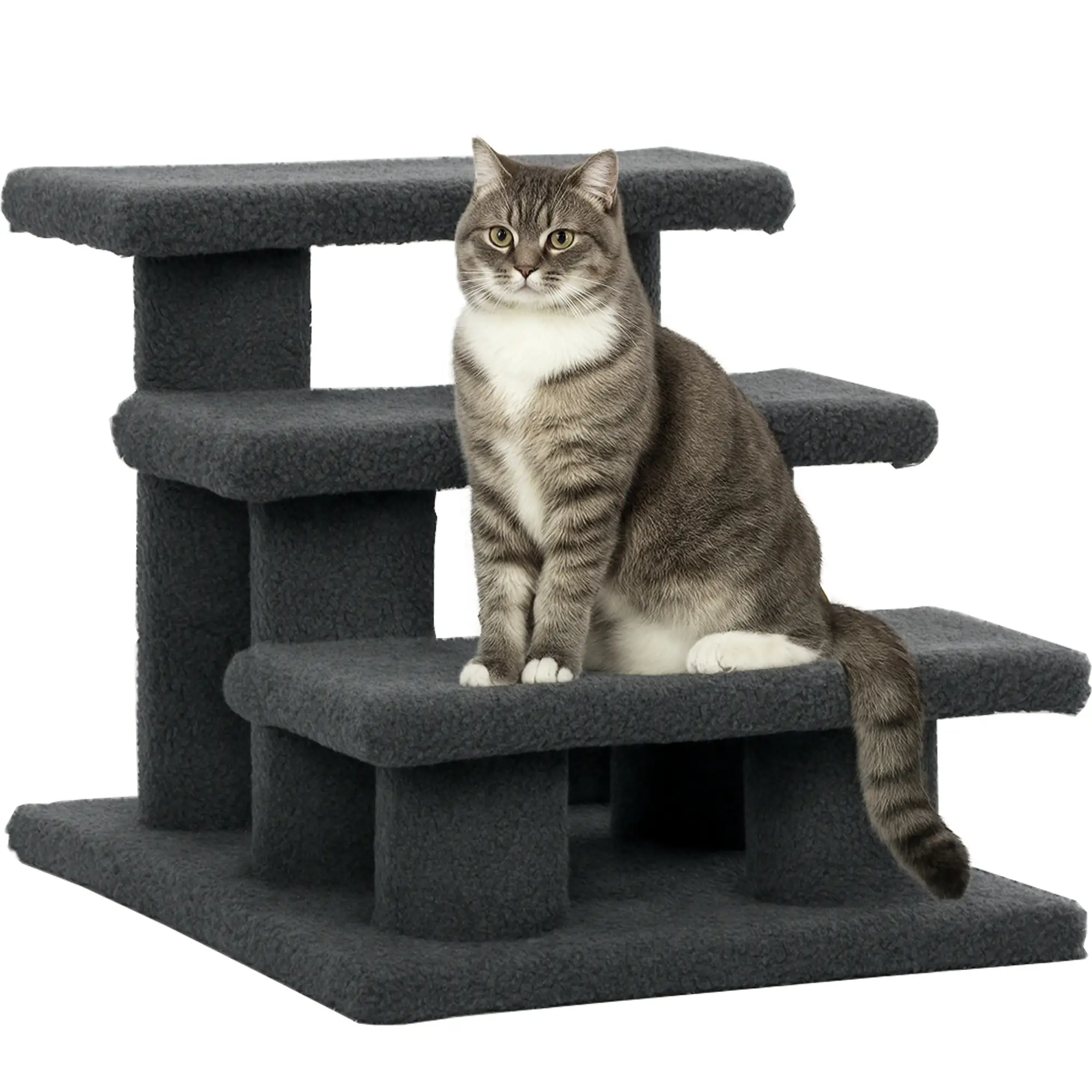 3 Tier Pet Stairs, Dog Cat Step, Scratch Post Furniture, Dark Grey - Image 11