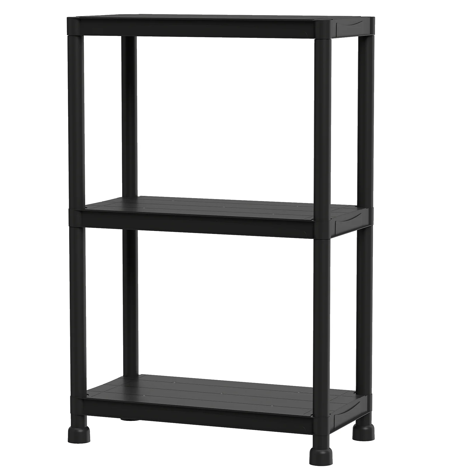 3-Tier Plastic Storage Shelves, Freestanding Garage Shelving Unit, Black - Image 4