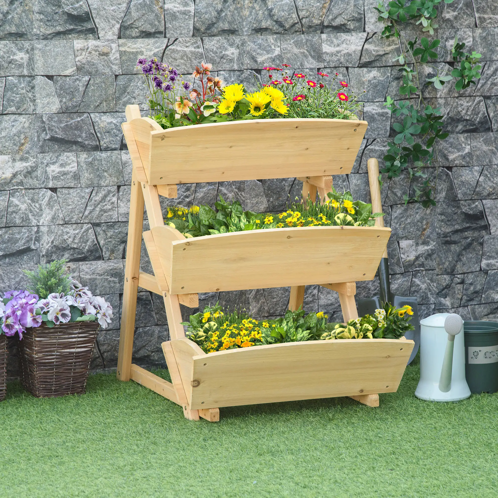 3 Tier Raised Garden Bed, Wooden Elevated Planter Box Kit - Image 2