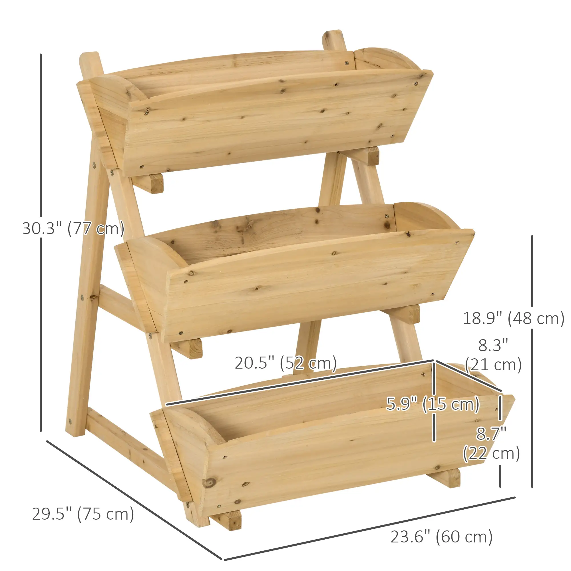 3 Tier Raised Garden Bed, Wooden Elevated Planter Box Kit - Image 3