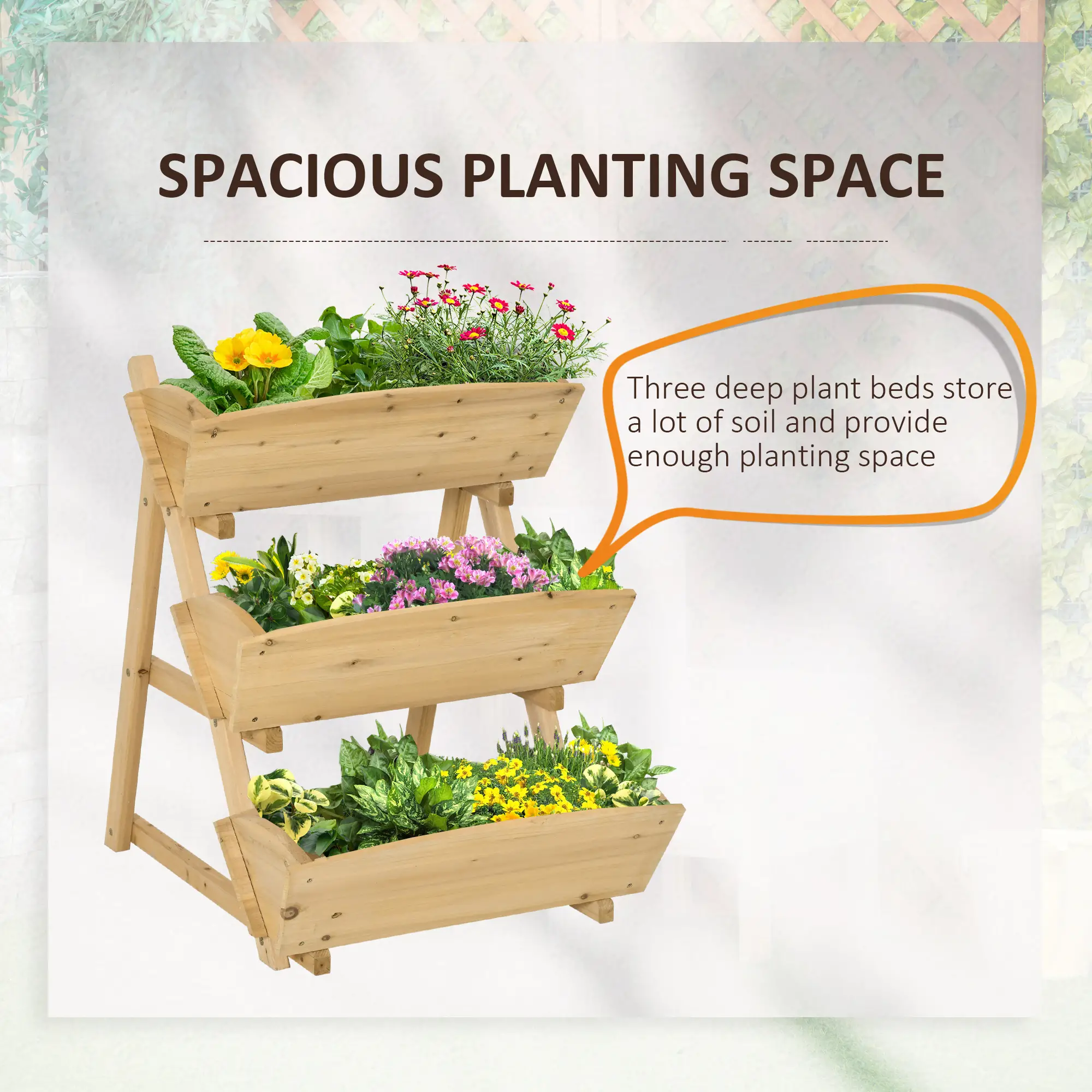 3 Tier Raised Garden Bed, Wooden Elevated Planter Box Kit - Image 4