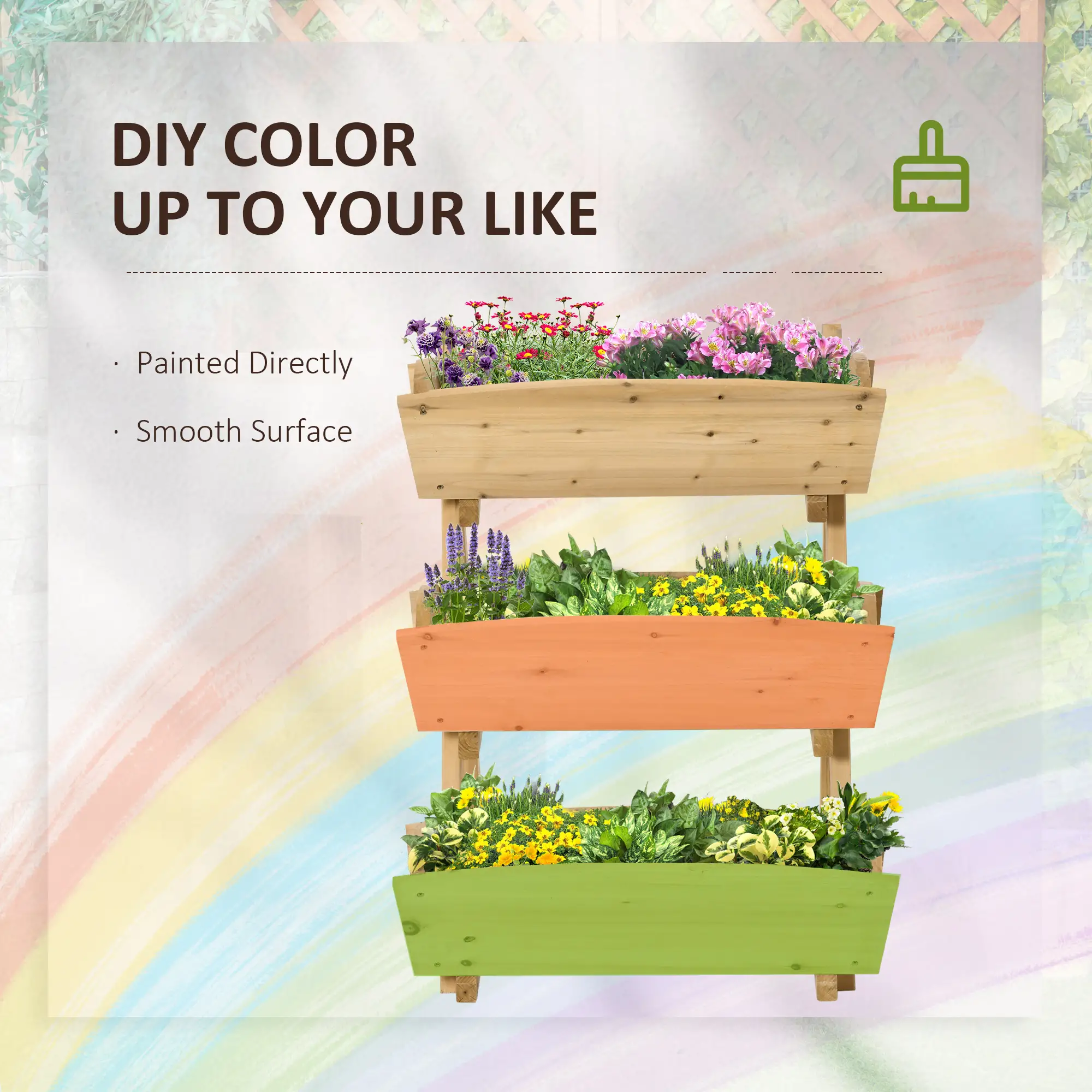 3 Tier Raised Garden Bed, Wooden Elevated Planter Box Kit - Image 6