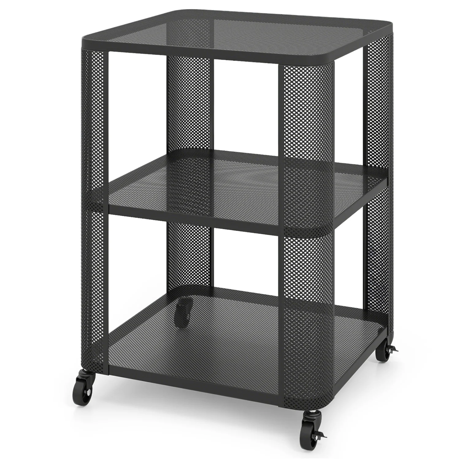 3-Tier Rolling End Table with Open Storage Shelves