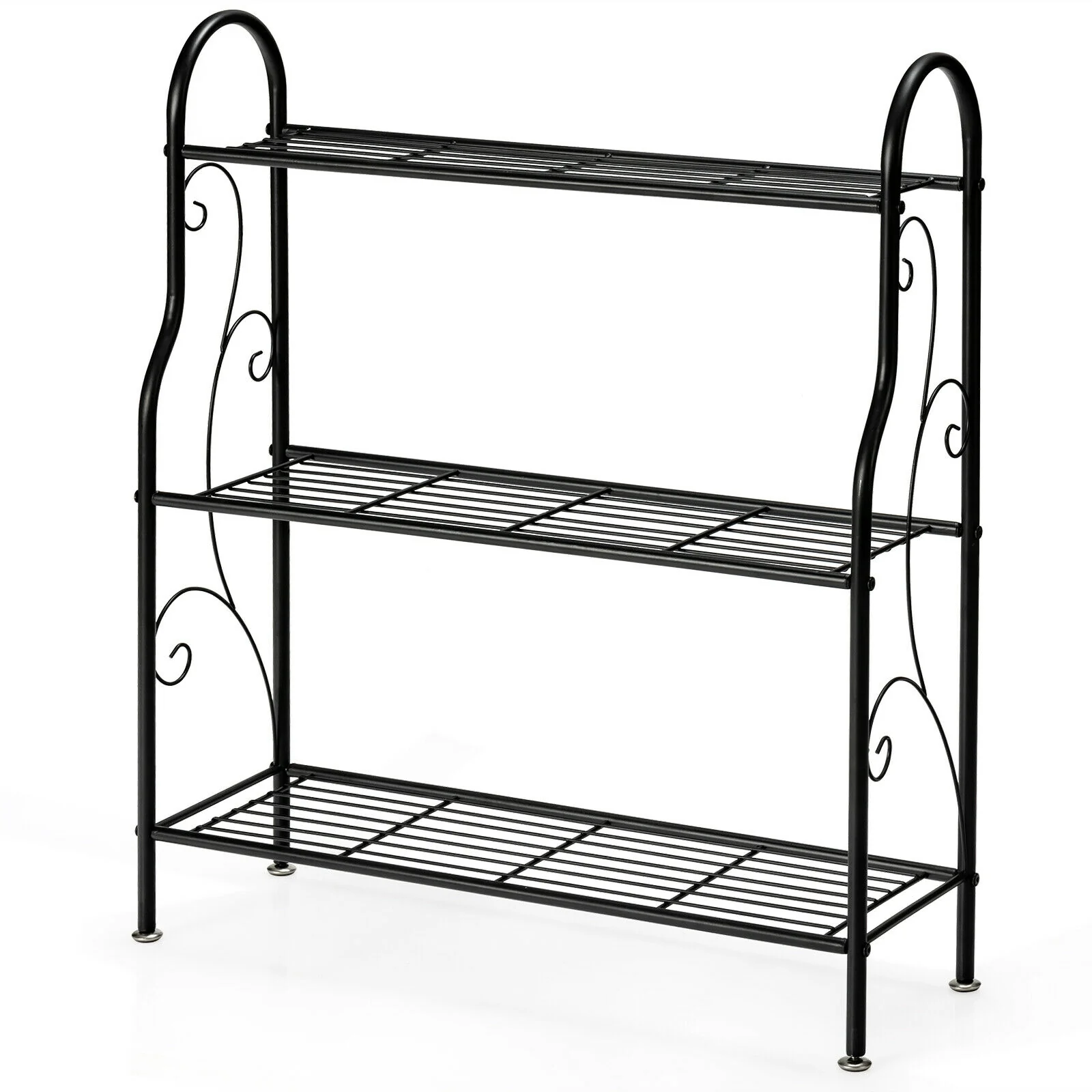 3-Tier Scrollwork Metal Plant Stand, Black - Image 9