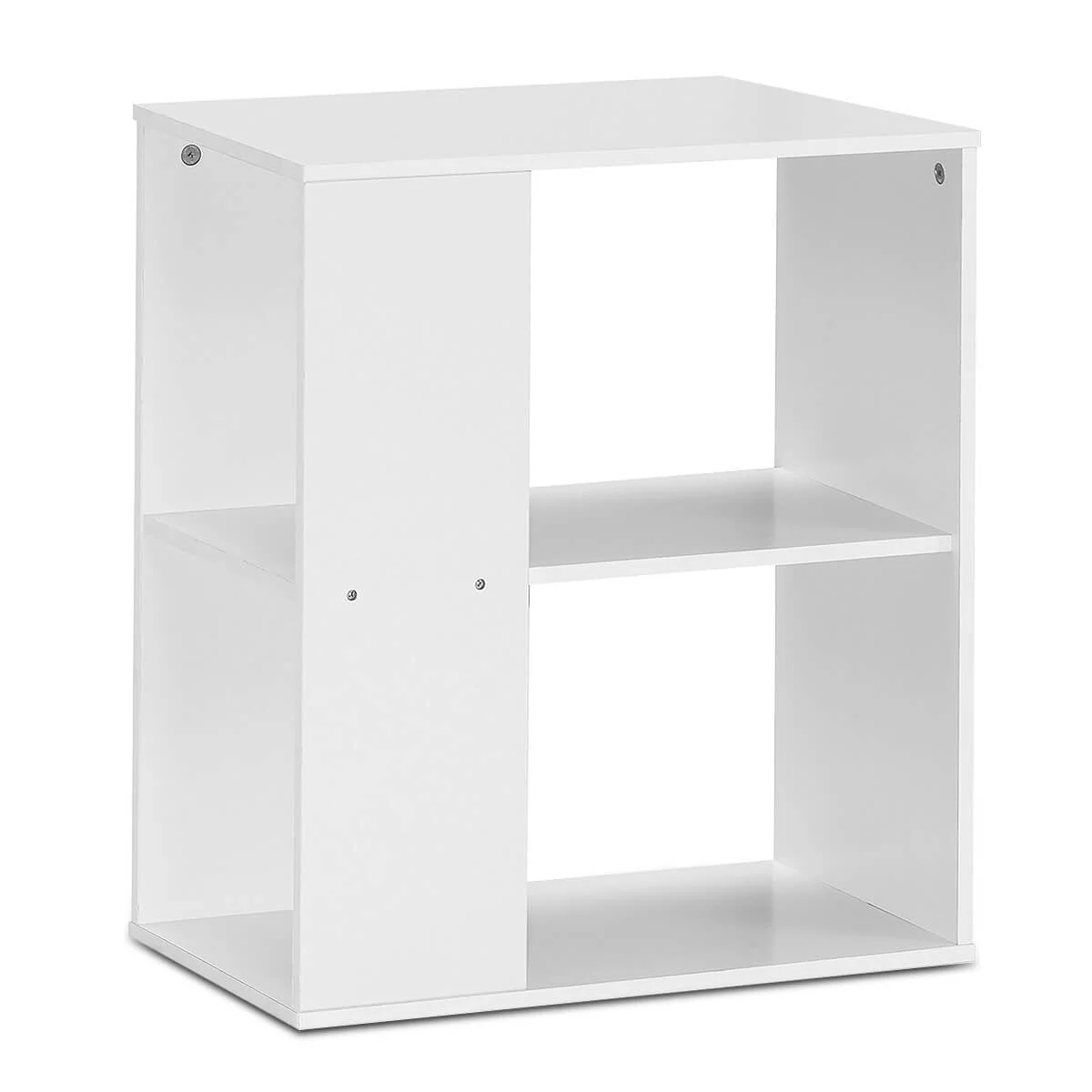 3-Tier Side End Table, Storage Shelves, White - Image 4