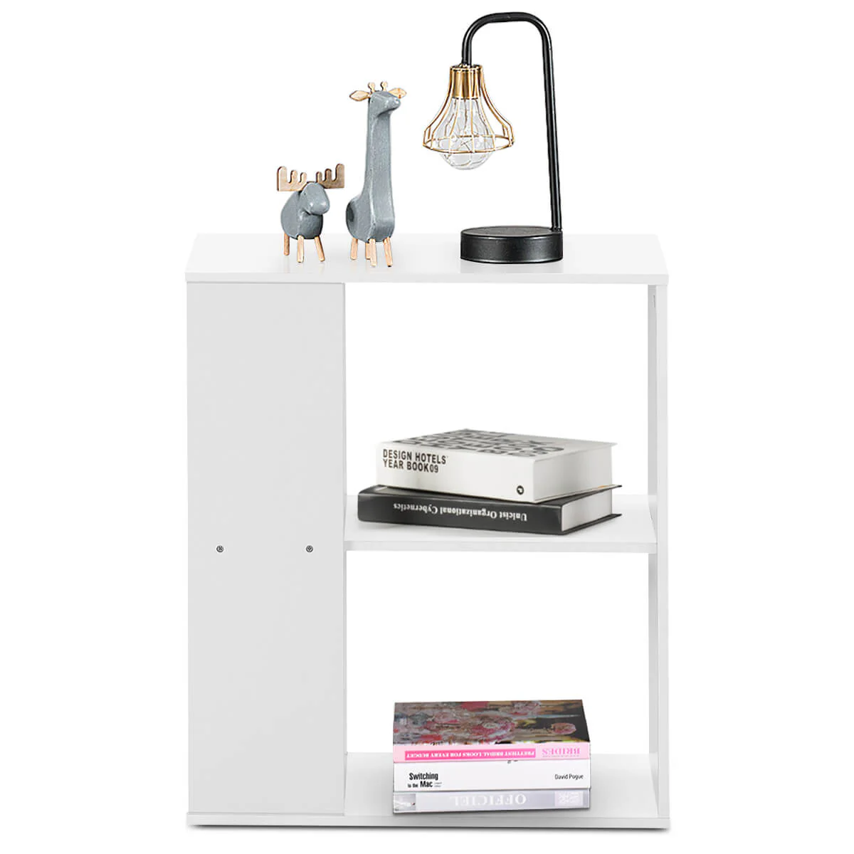 3-Tier Side End Table, Storage Shelves, White - Image 9