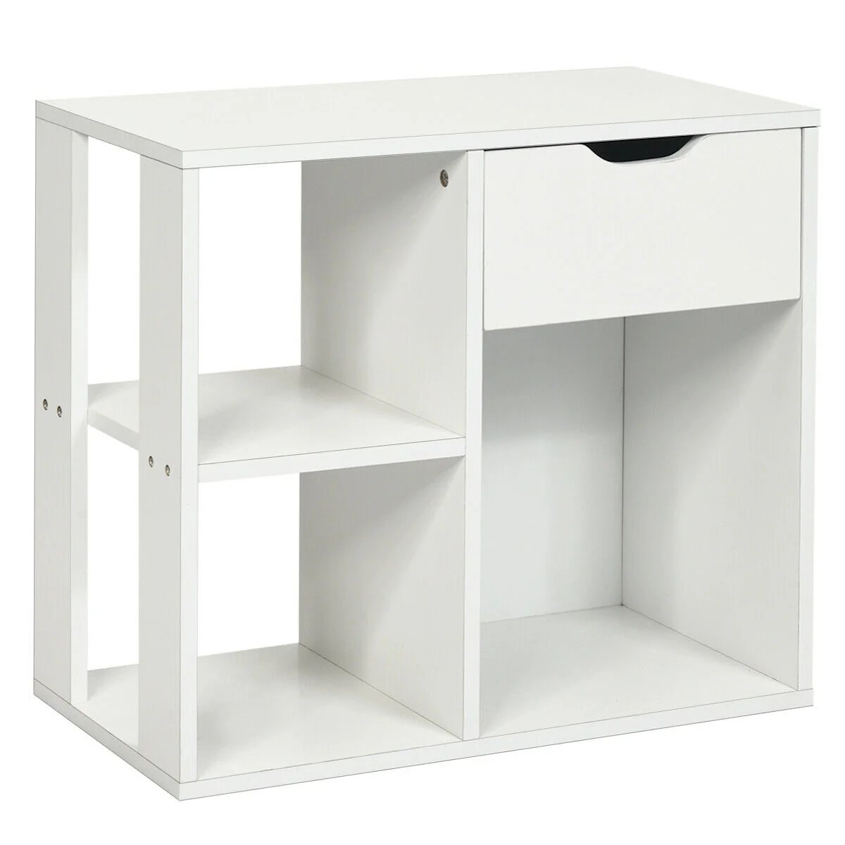 3-Tier Side Table With Storage Shelf And Drawer, White - Image 4