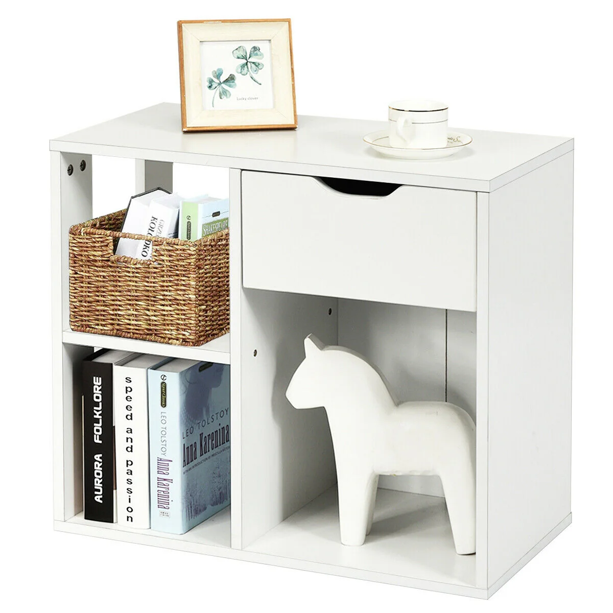 3-Tier Side Table With Storage Shelf And Drawer, White - Image 5