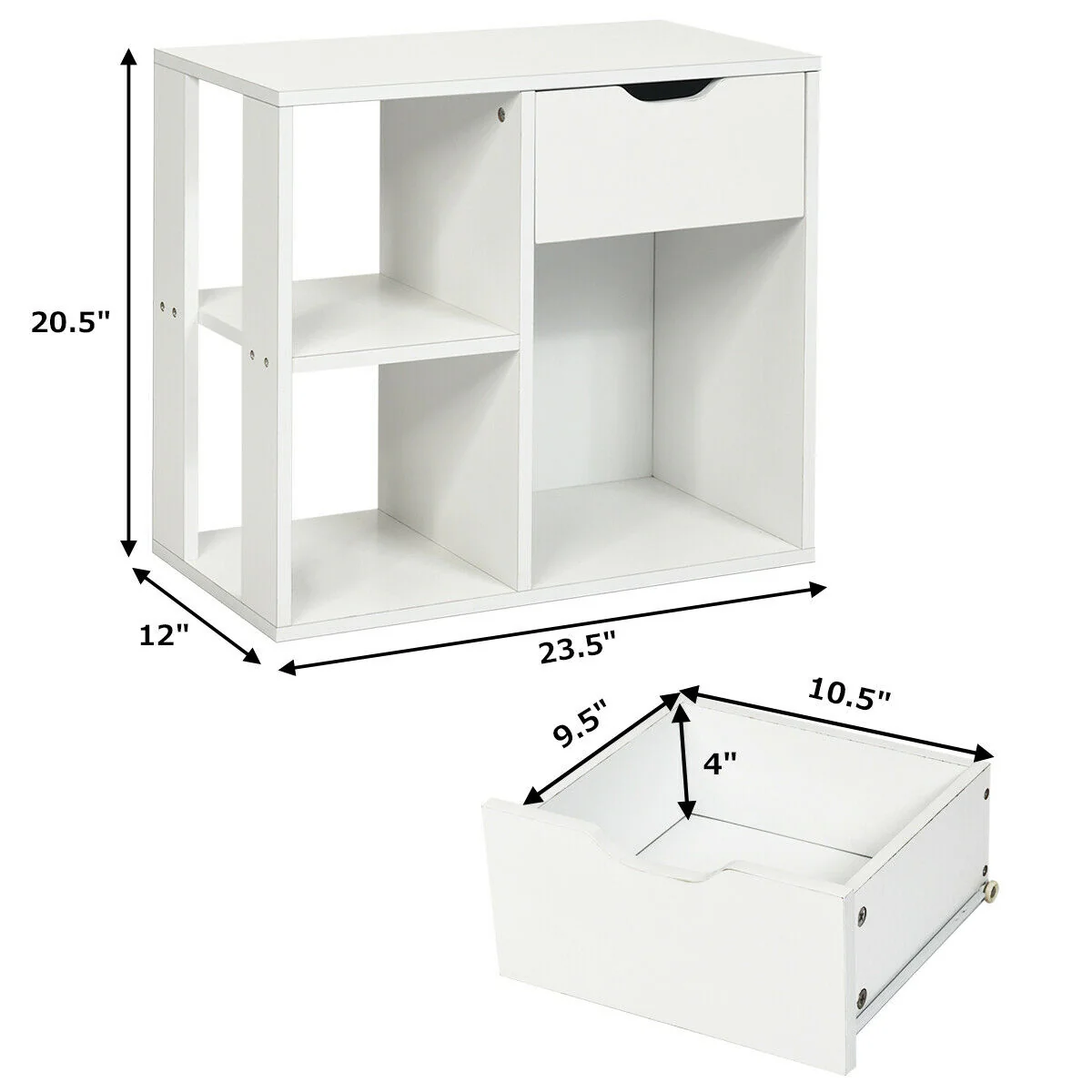 3-Tier Side Table With Storage Shelf And Drawer, White - Image 6