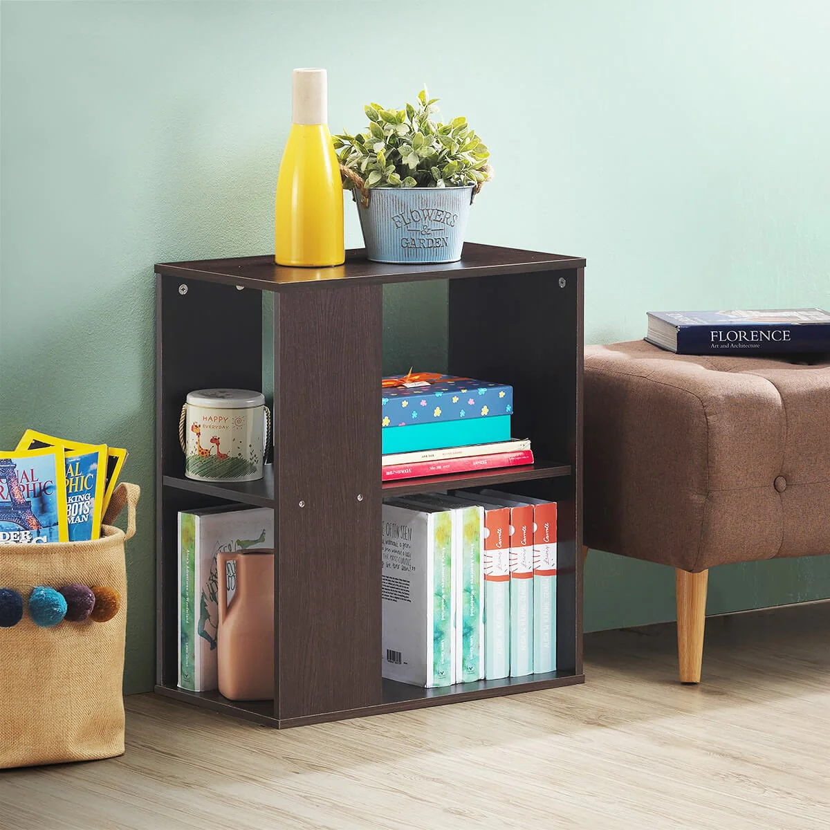 3-Tier Side Table With Storage Shelves, Brown - Image 2