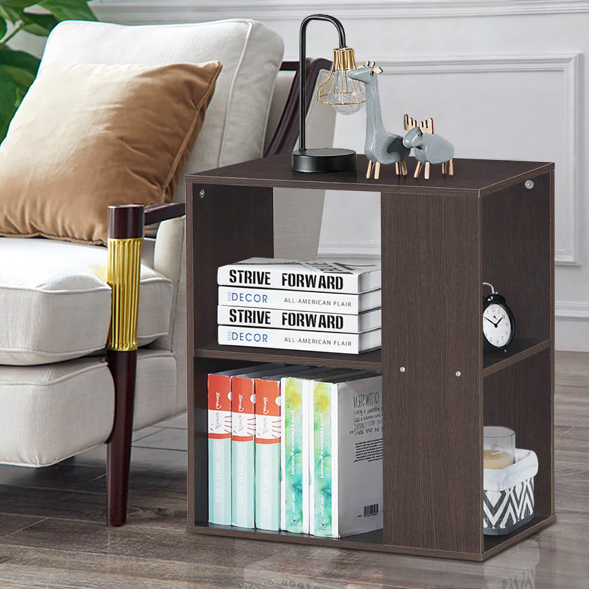 3-Tier Side Table With Storage Shelves, Brown - Image 7