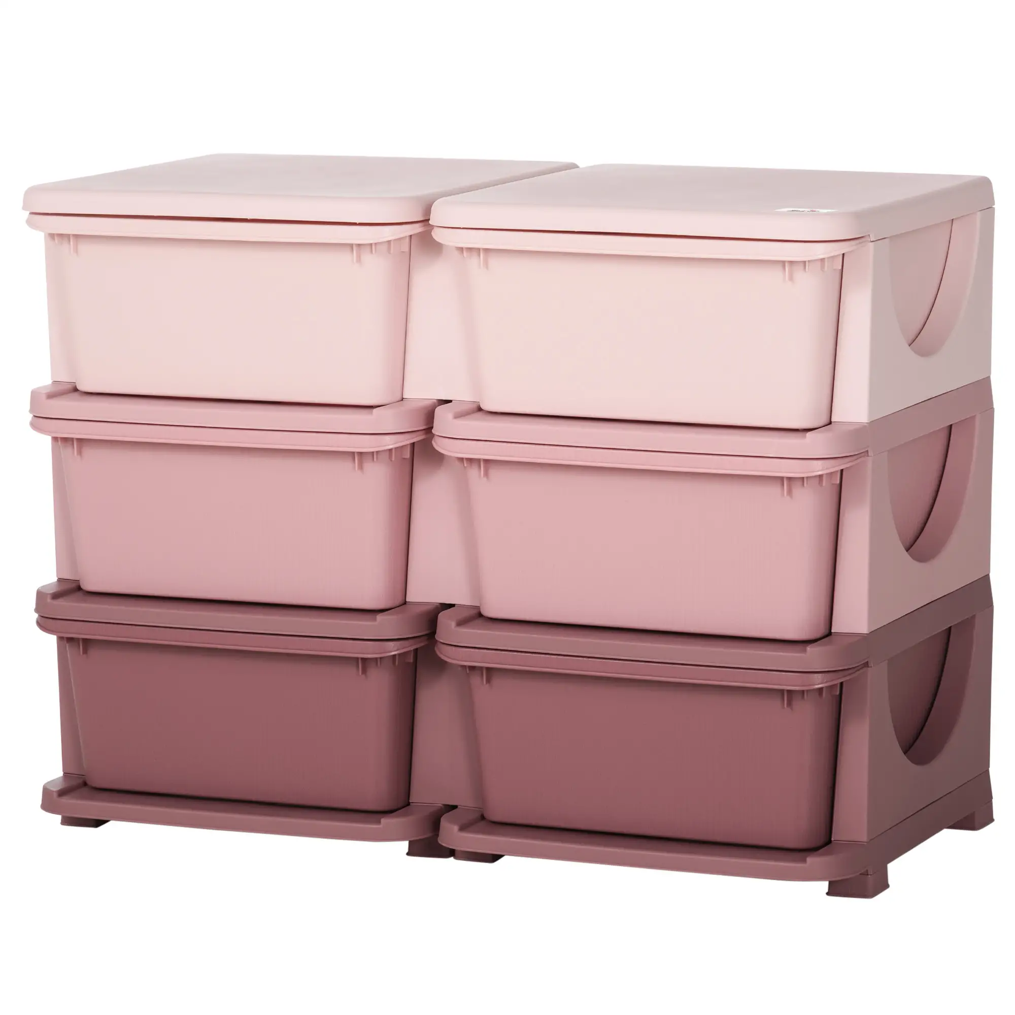 3 Tier Toy Organizer, 6 Plastic Drawers, Pink