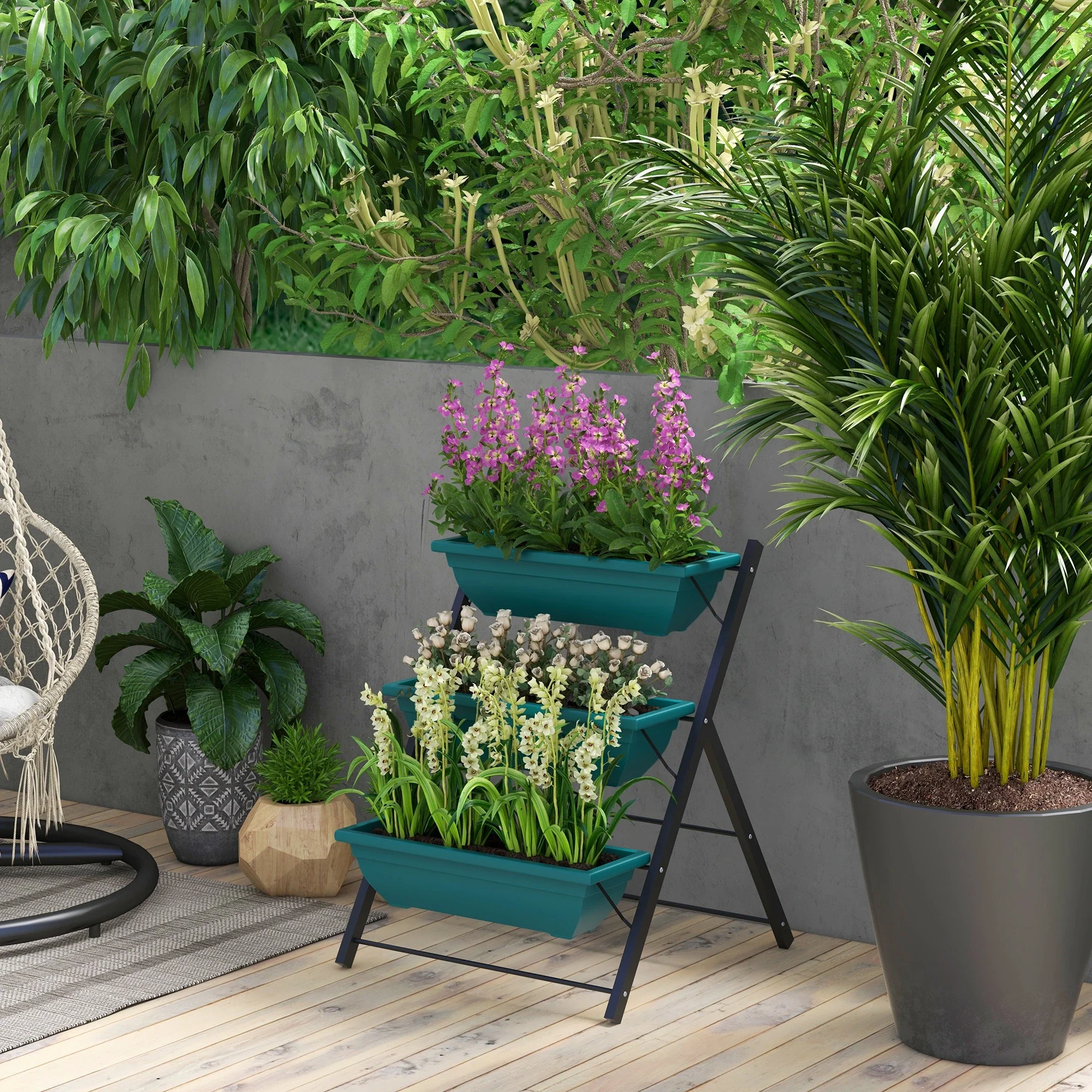 3-Tier Vertical Garden Planter, Outdoor Plant Stand for Vegetables Flowers - Image 2