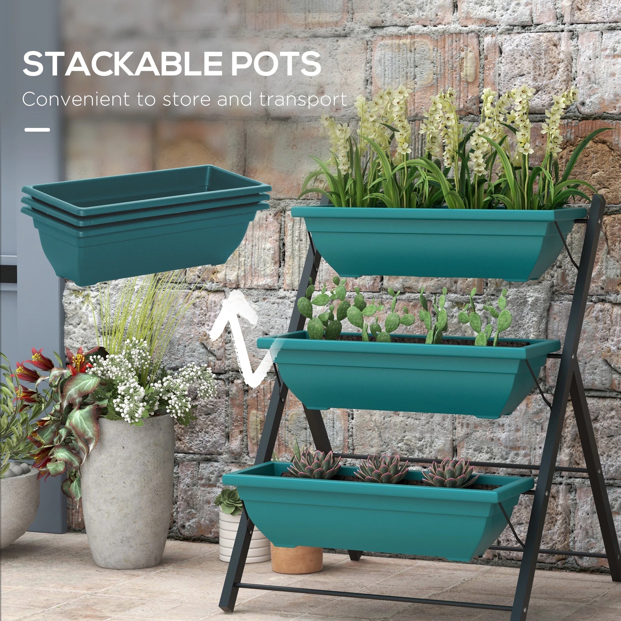 3-Tier Vertical Garden Planter, Outdoor Plant Stand for Vegetables Flowers - Image 6