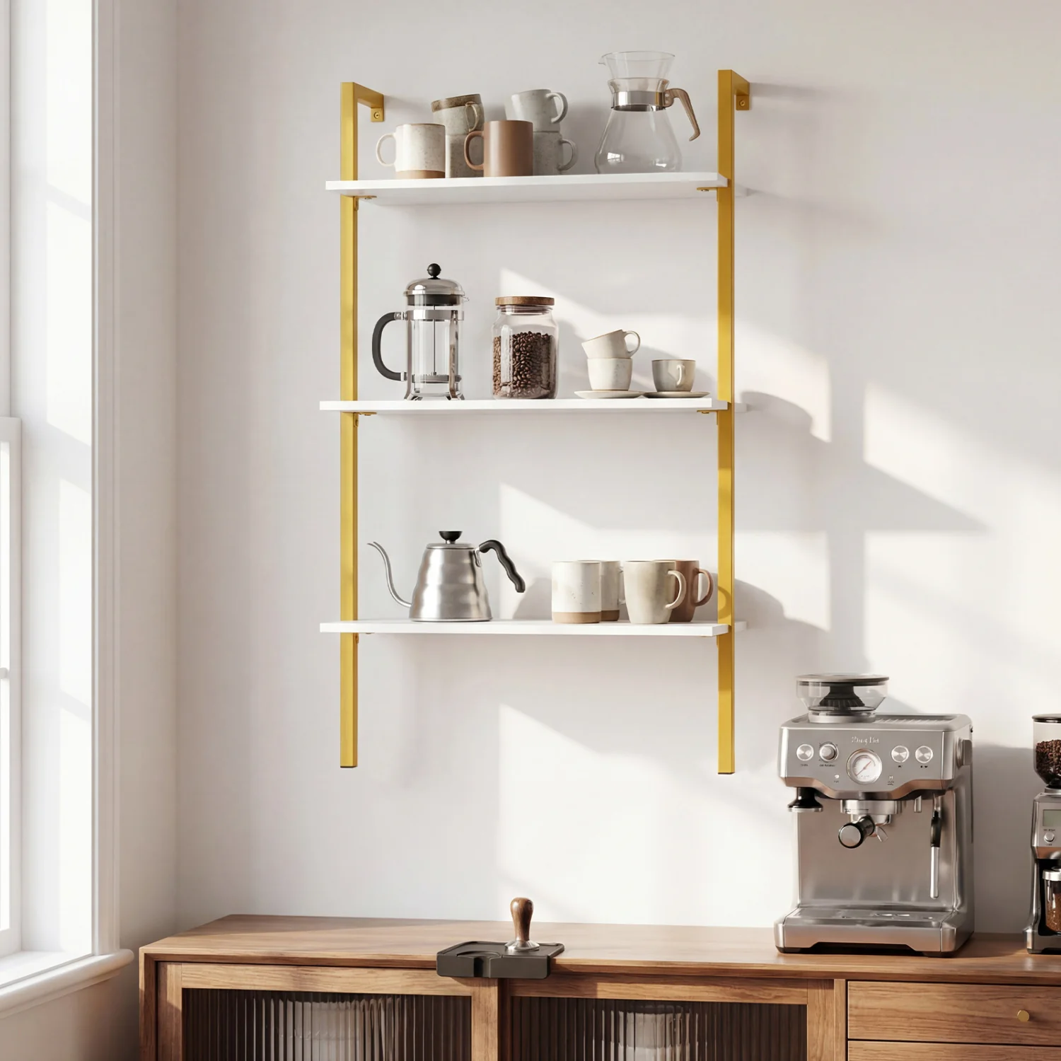3-Tier Wall Mounted Wooden Floating Shelves - Image 3