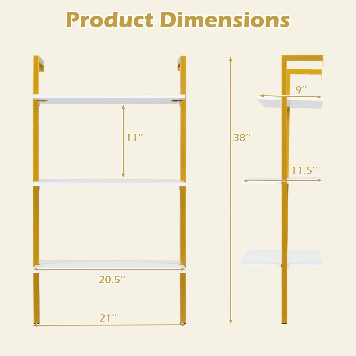 3-Tier Wall Mounted Wooden Floating Shelves - Image 5