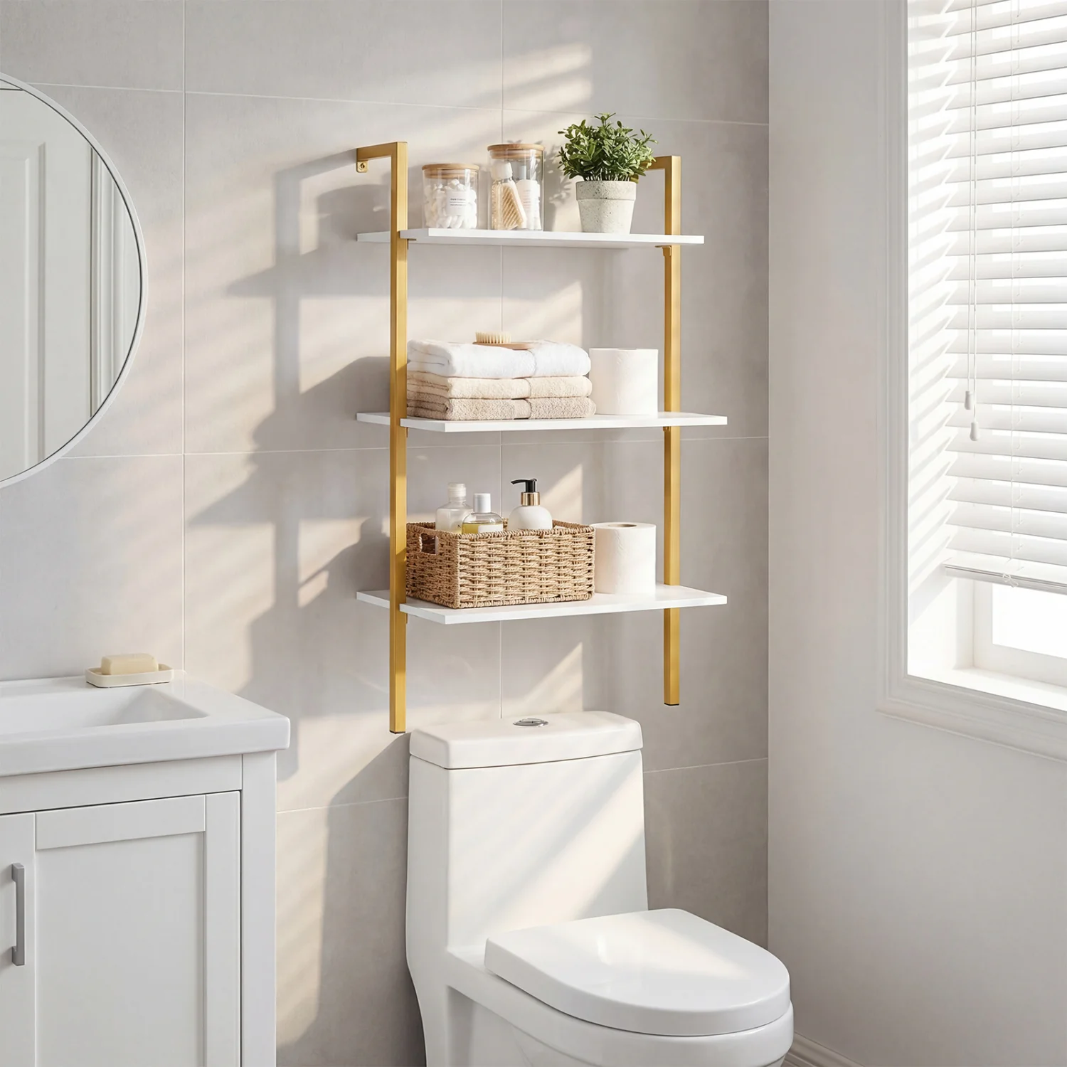 3-Tier Wall Mounted Wooden Floating Shelves - Image 6